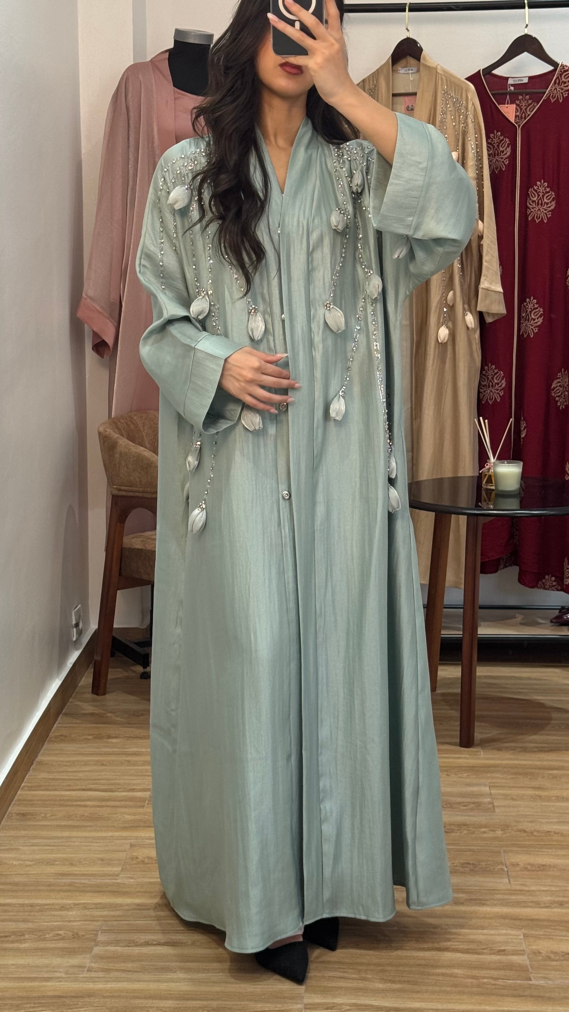 Abaya Tulipe |Bleu Vert