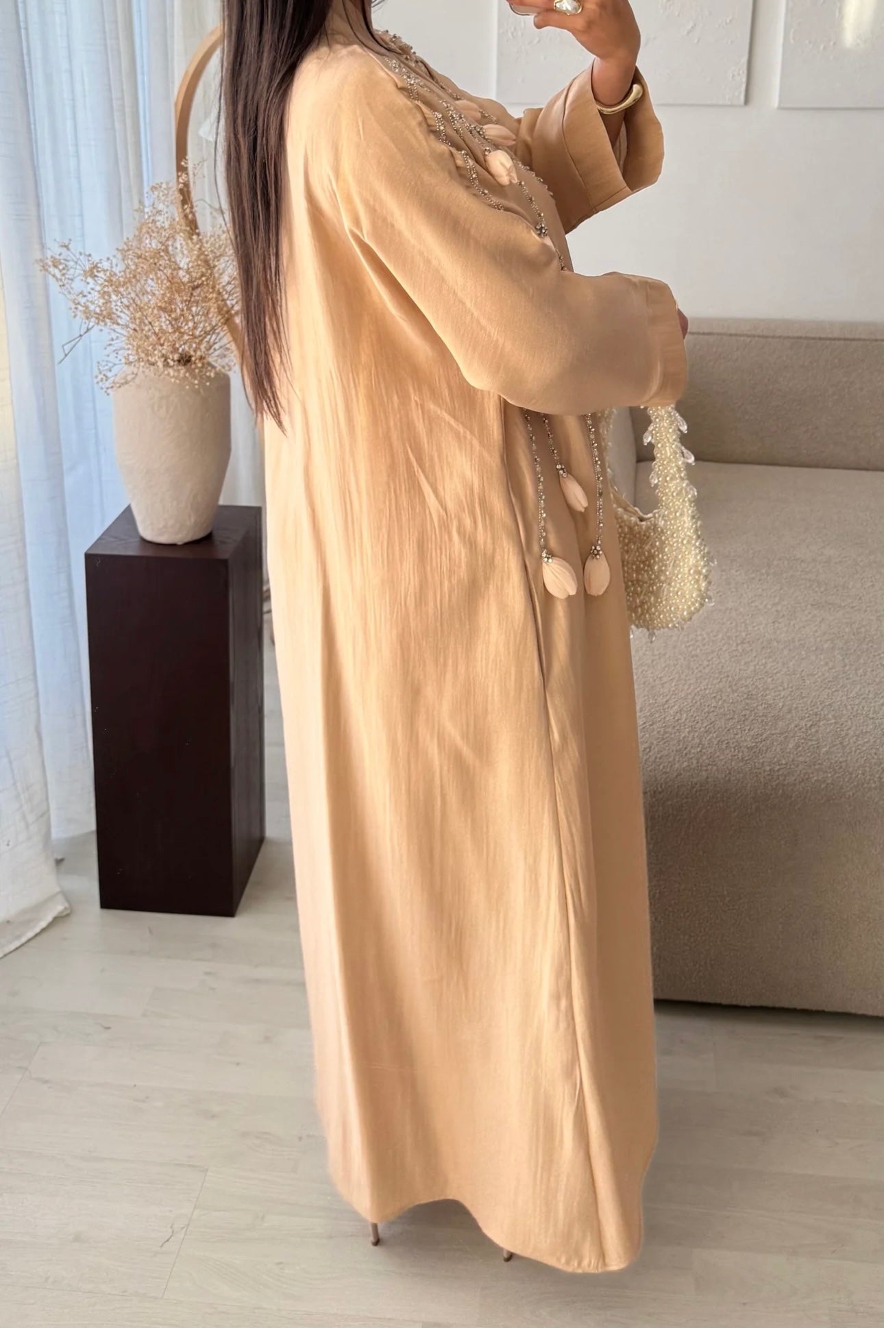 Abaya Tulipes |Rose poudré