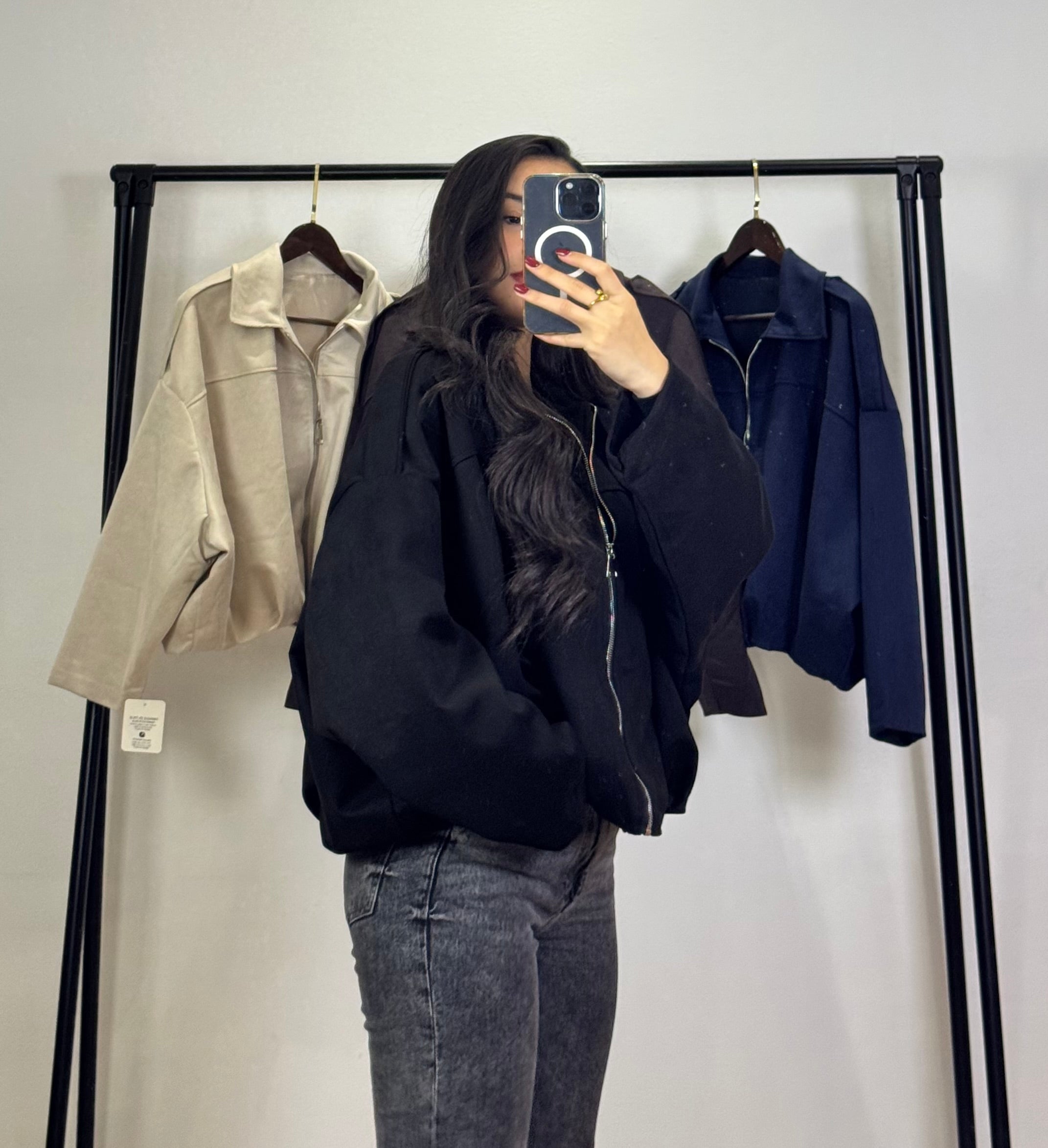 Bomber en Daim |Noir