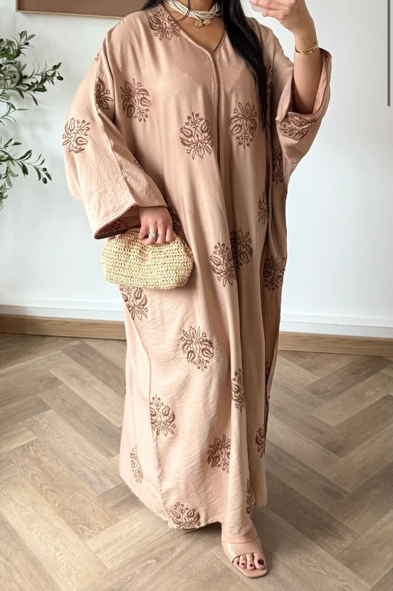 Robe oversize brodée |Beige