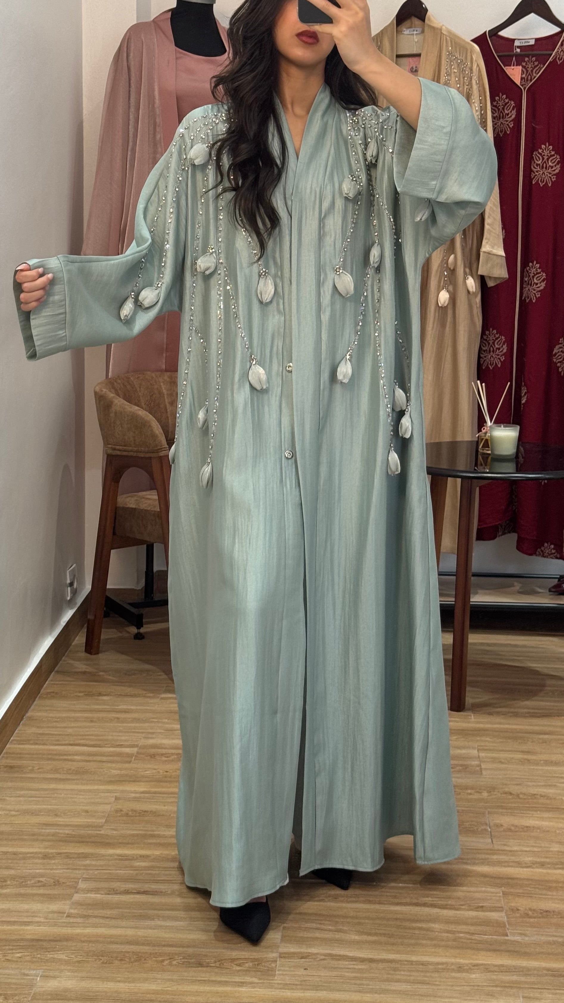 Abaya Tulipe |Bleu Vert