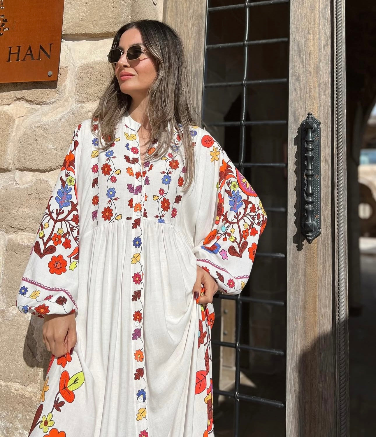 Robe fleurie|blanche