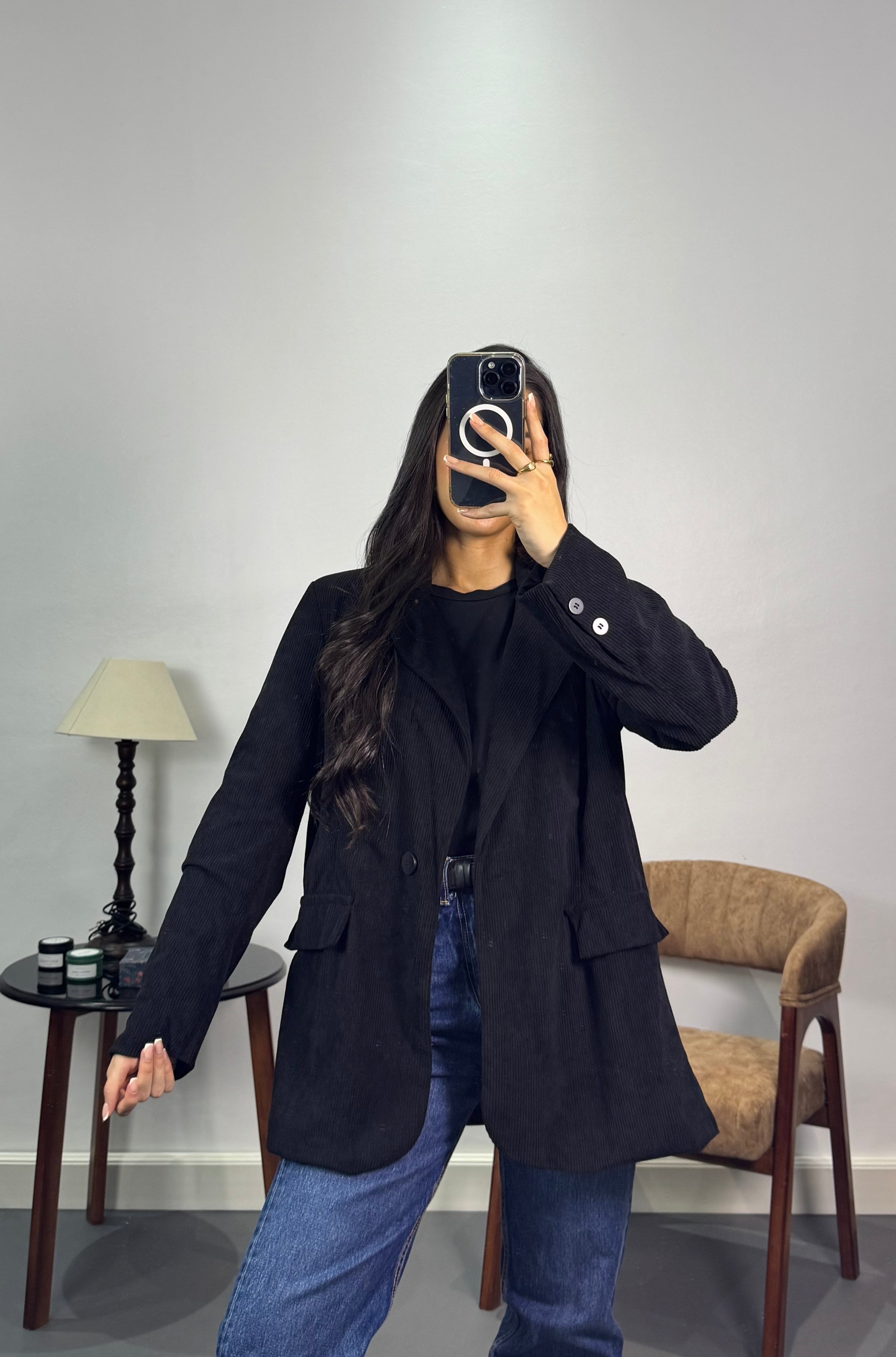 Blazer oversize velours |Noir