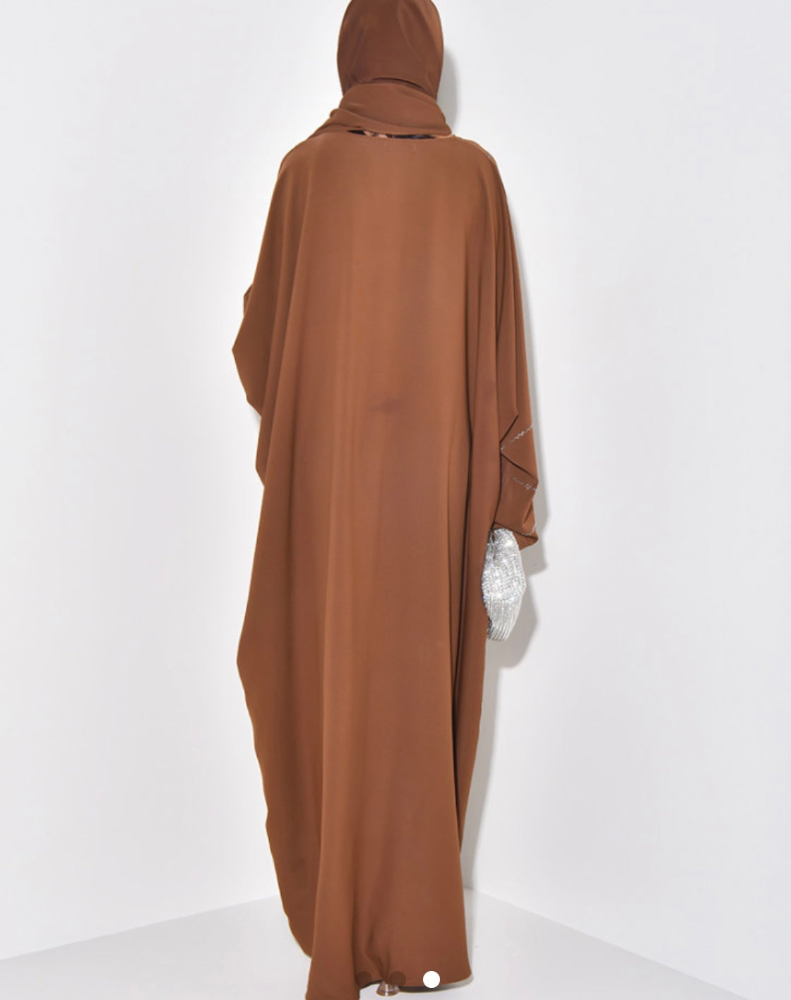Abaya à strass & Foulard |Marron