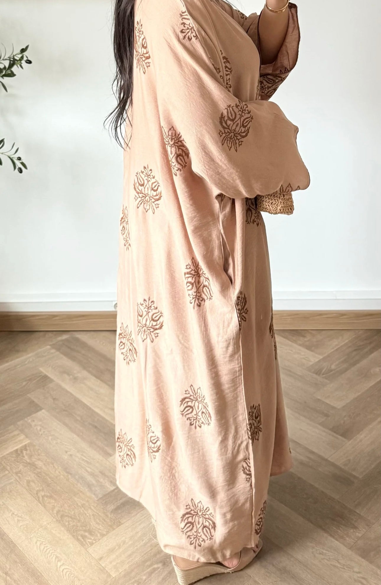 Robe oversize brodée |Beige