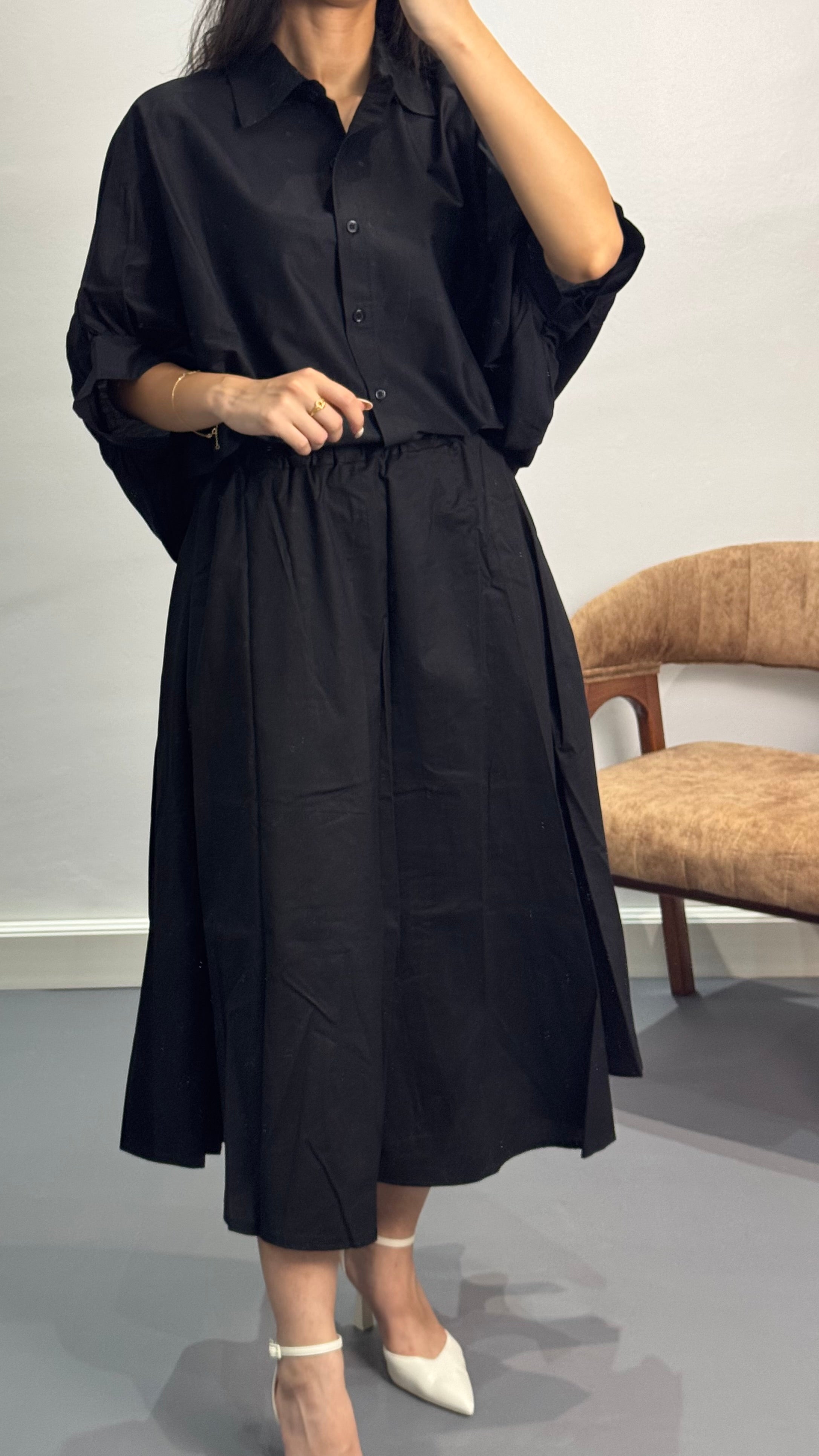 Ensemble chemise oversize |Noir