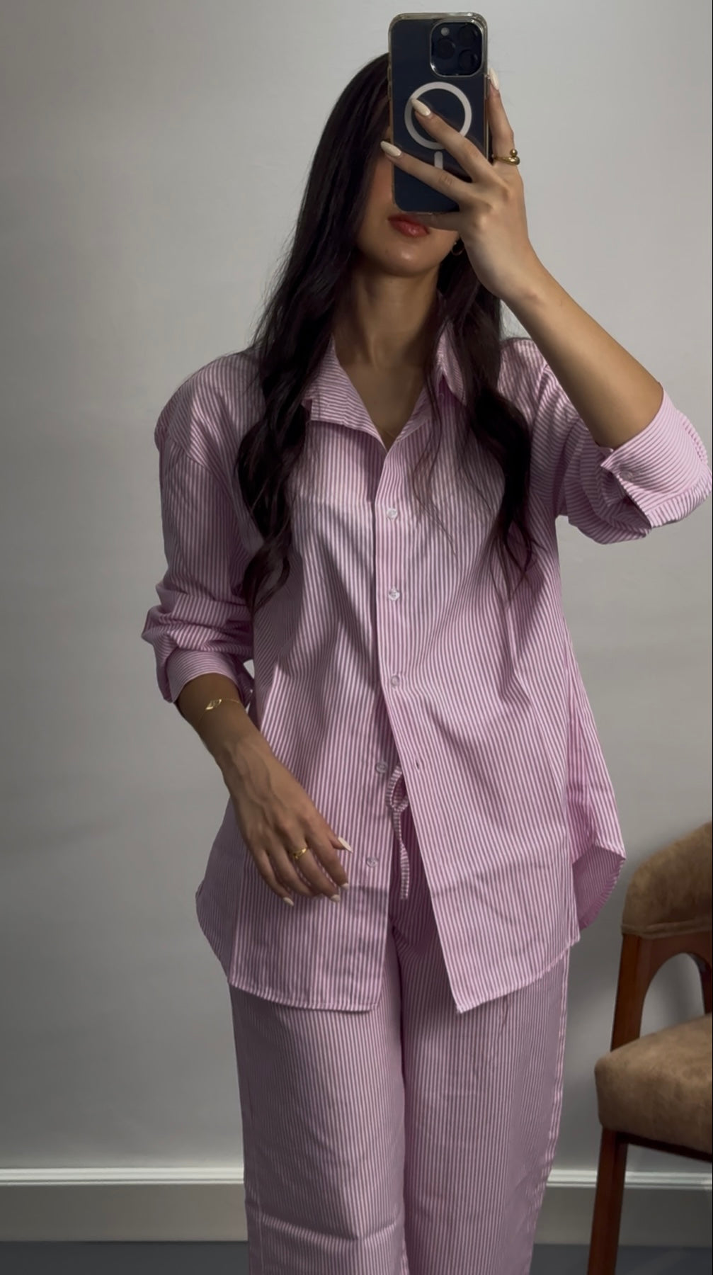 Ensemble à rayures |Rose