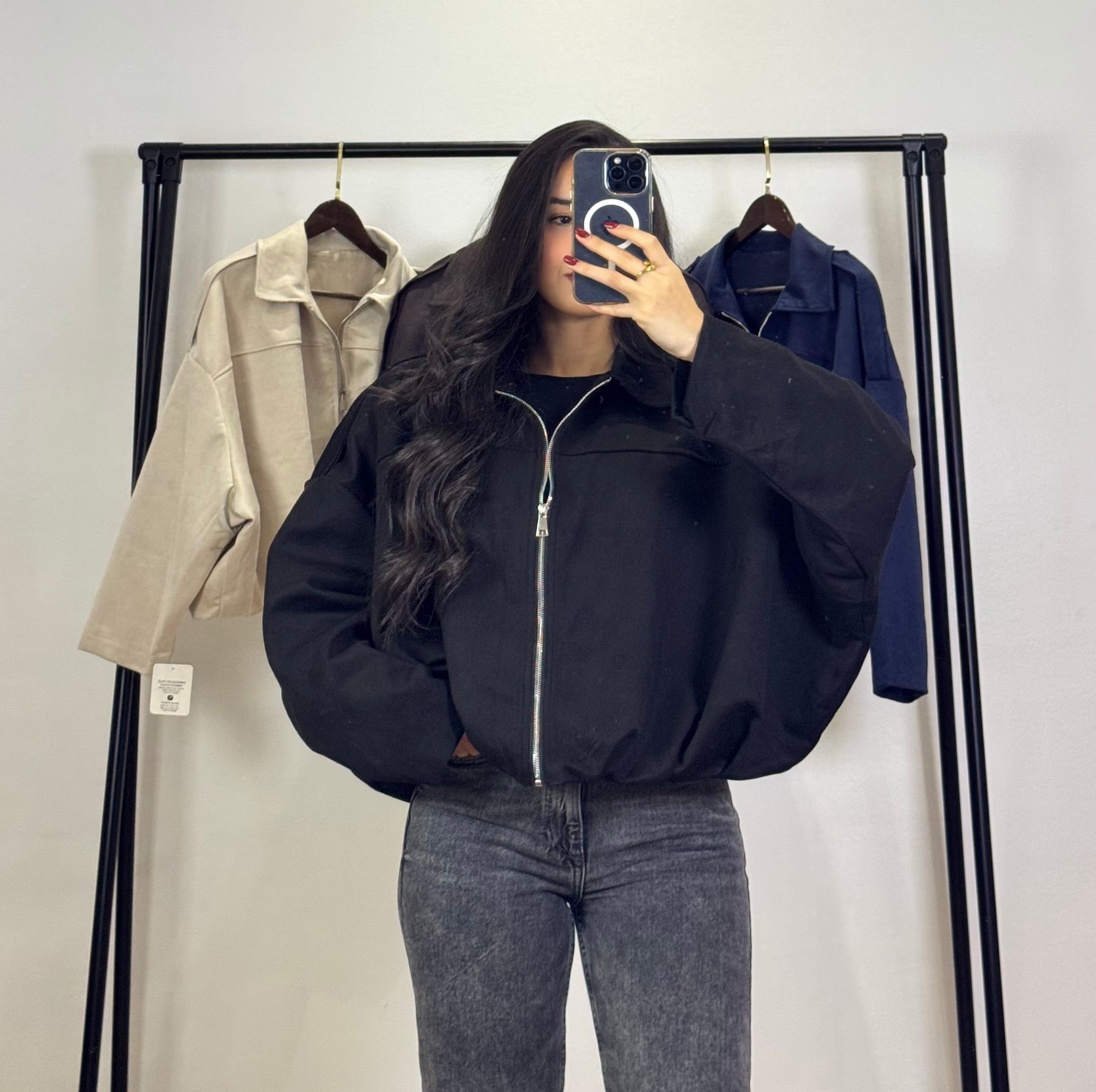 Bomber en Daim |Noir