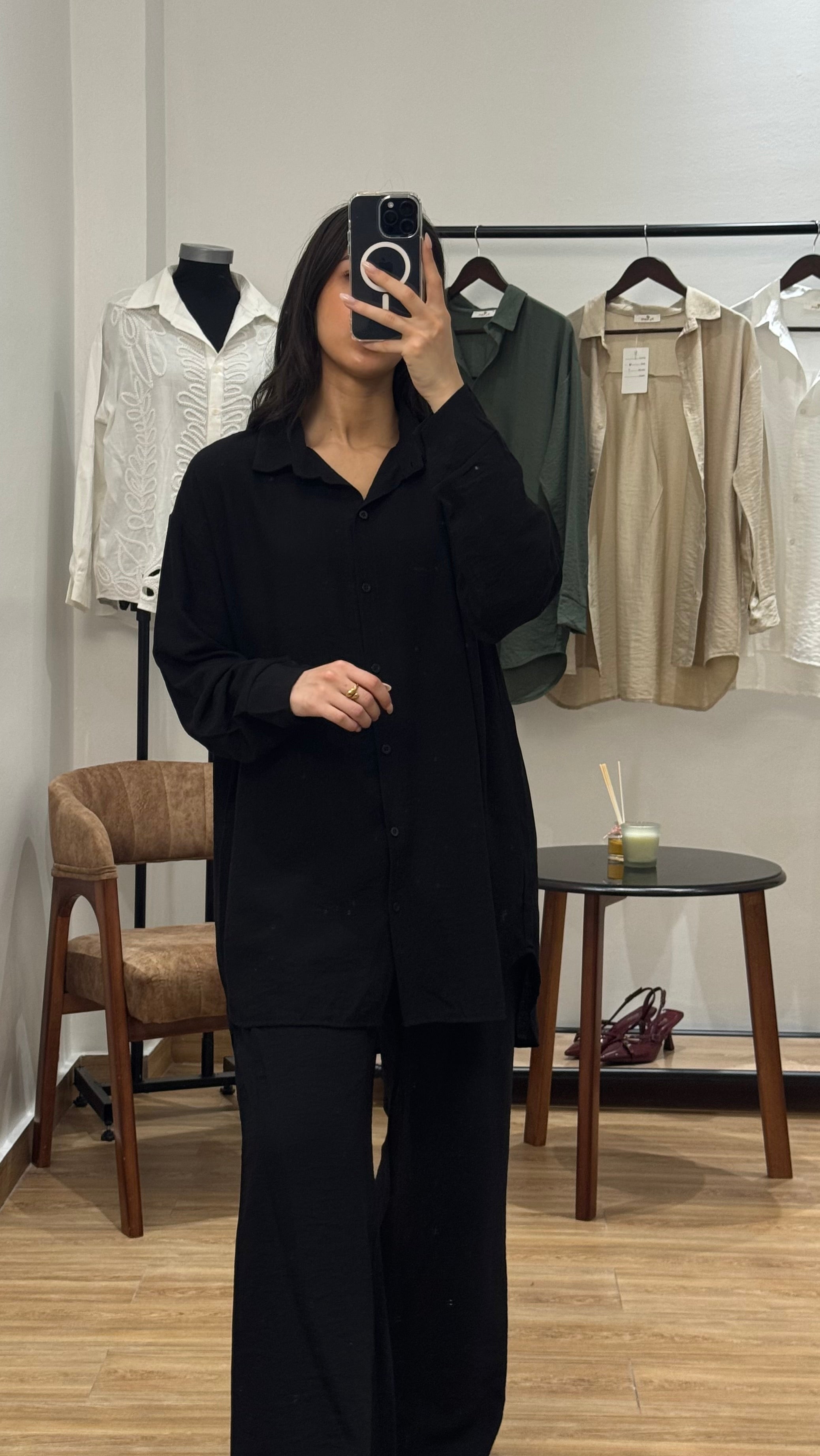 Ensemble chemise longue |Noir