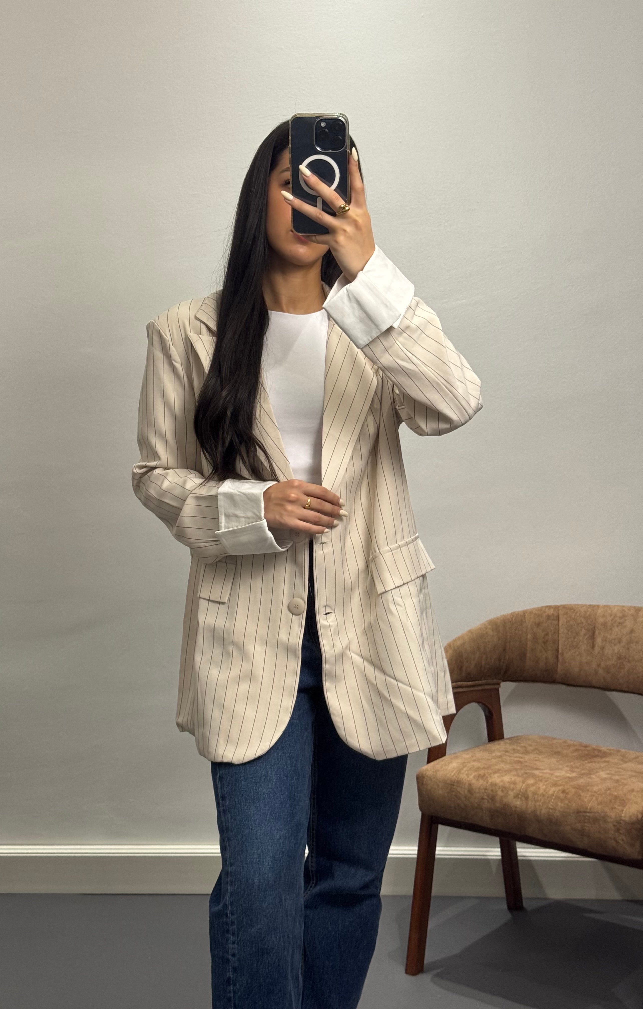 Blazer à rayures | Beige