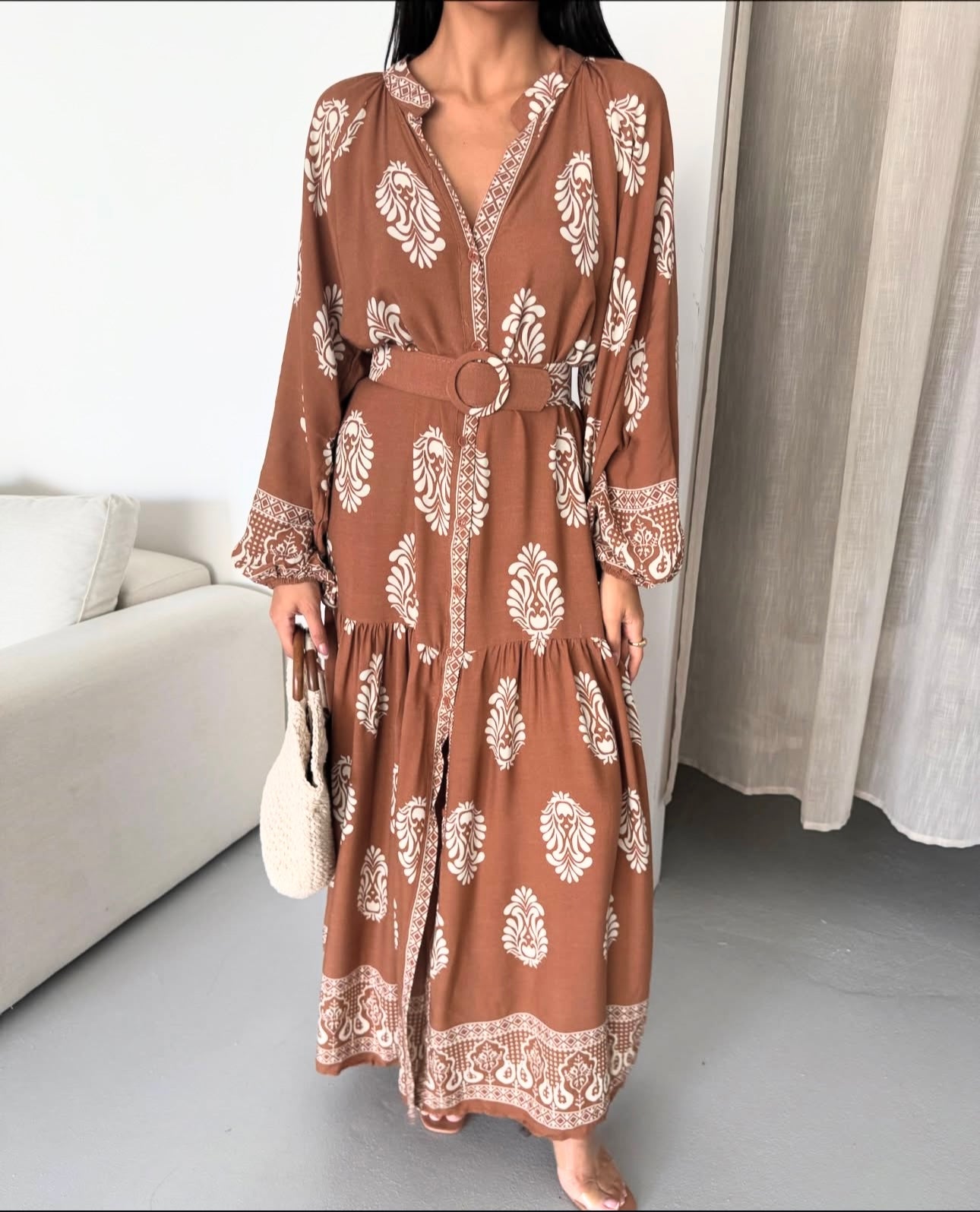 Robe ceinture Marron