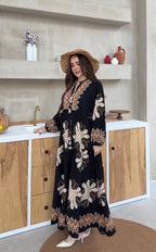 Robe à motifs |Noir et Beige