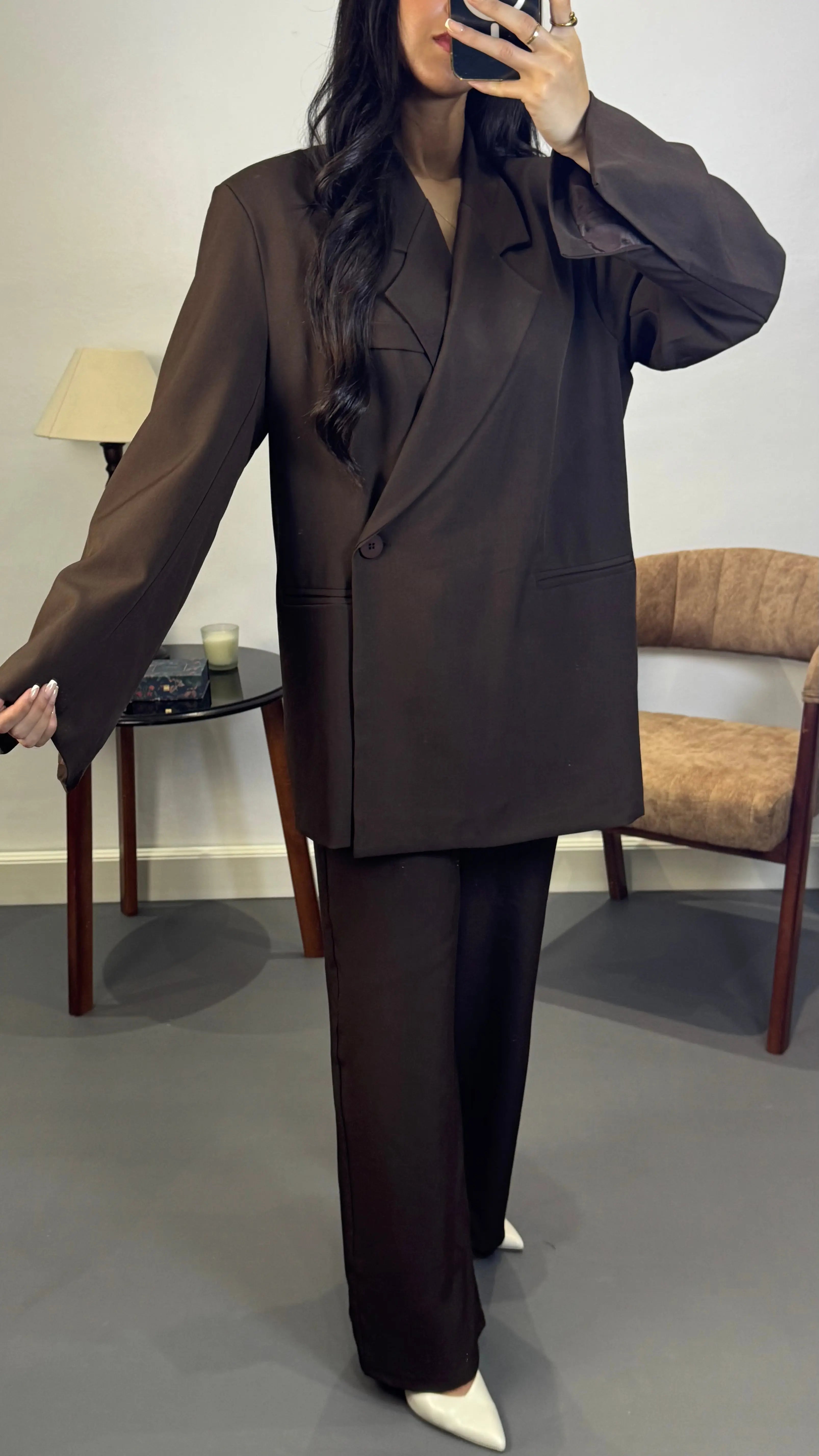 Costume croisé oversize |Marron