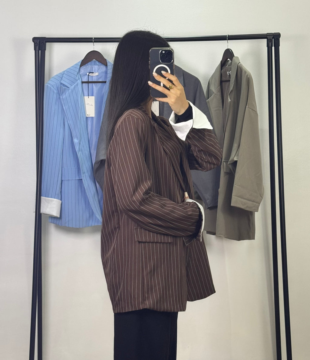 Blazer à rayures |Marron