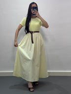 Robe avec ceinture |Jaune