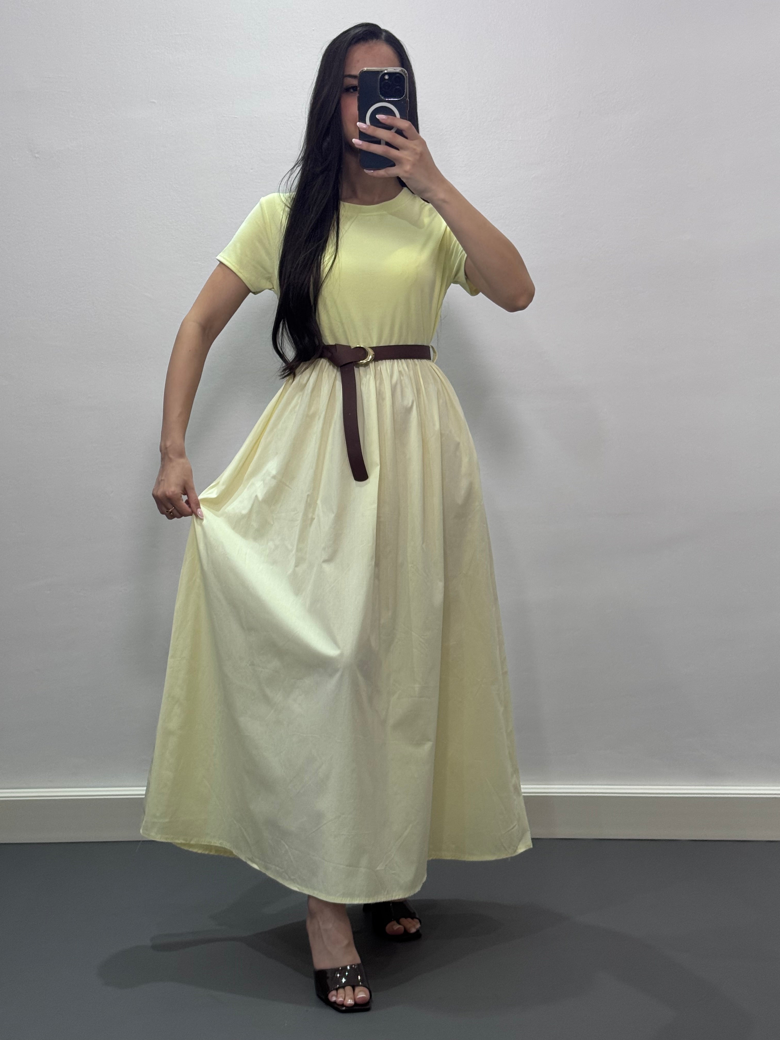 Robe avec ceinture |Jaune