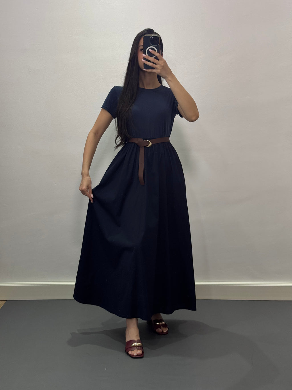 Robe avec ceinture |Bleu