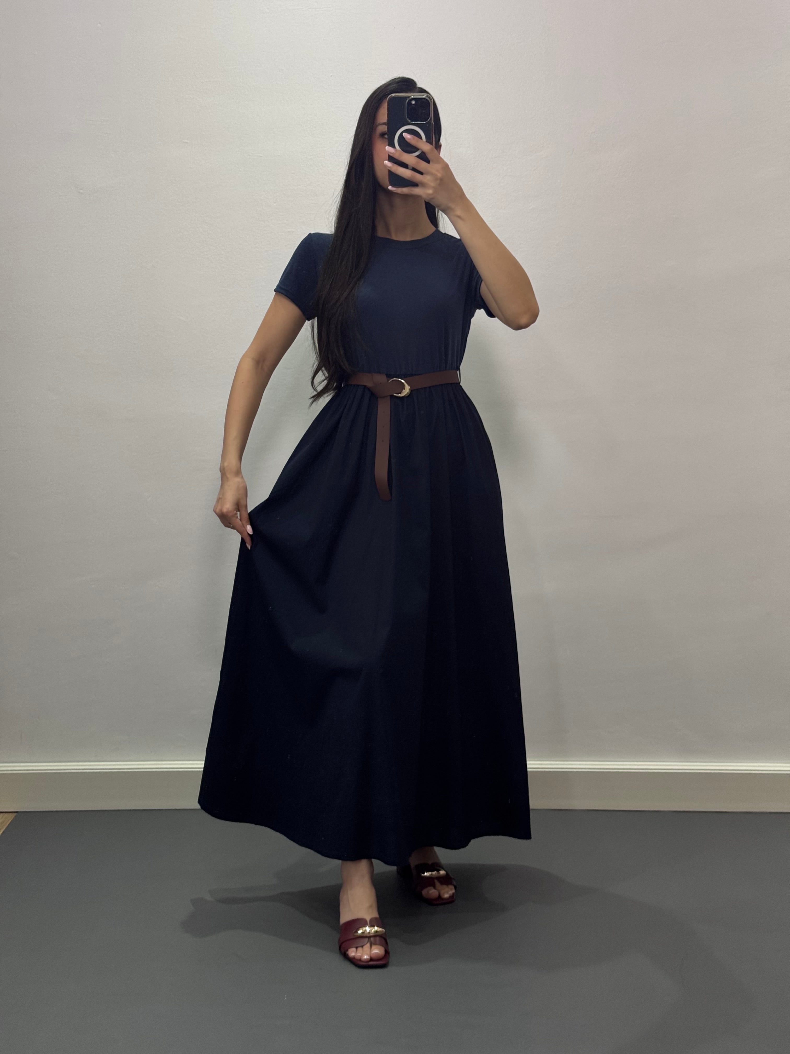 Robe avec ceinture |Bleu