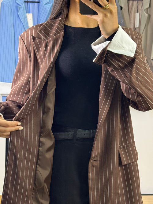 Blazer à rayures |Marron