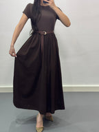 Robe avec ceinture |Marron