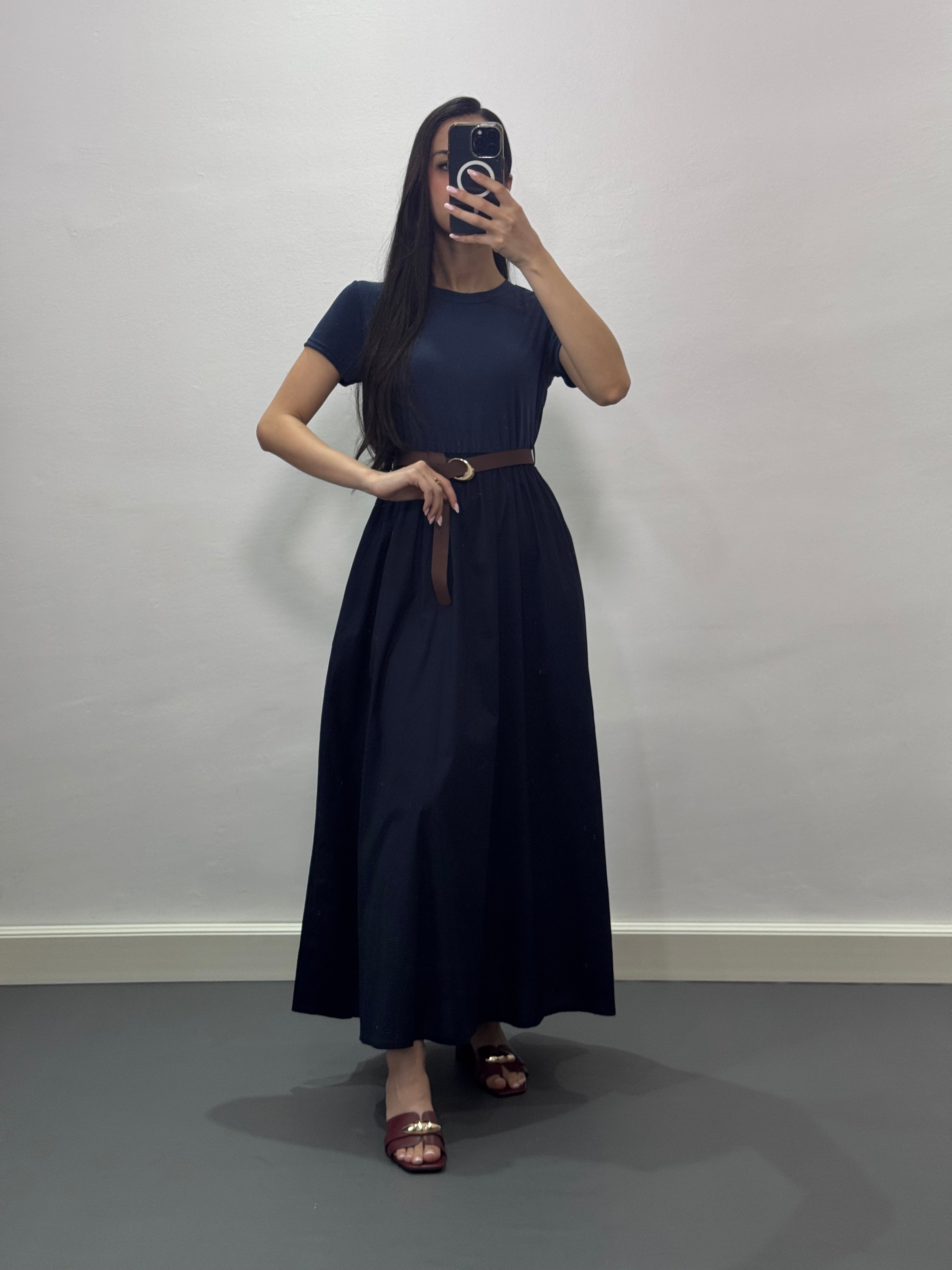 Robe avec ceinture |Bleu