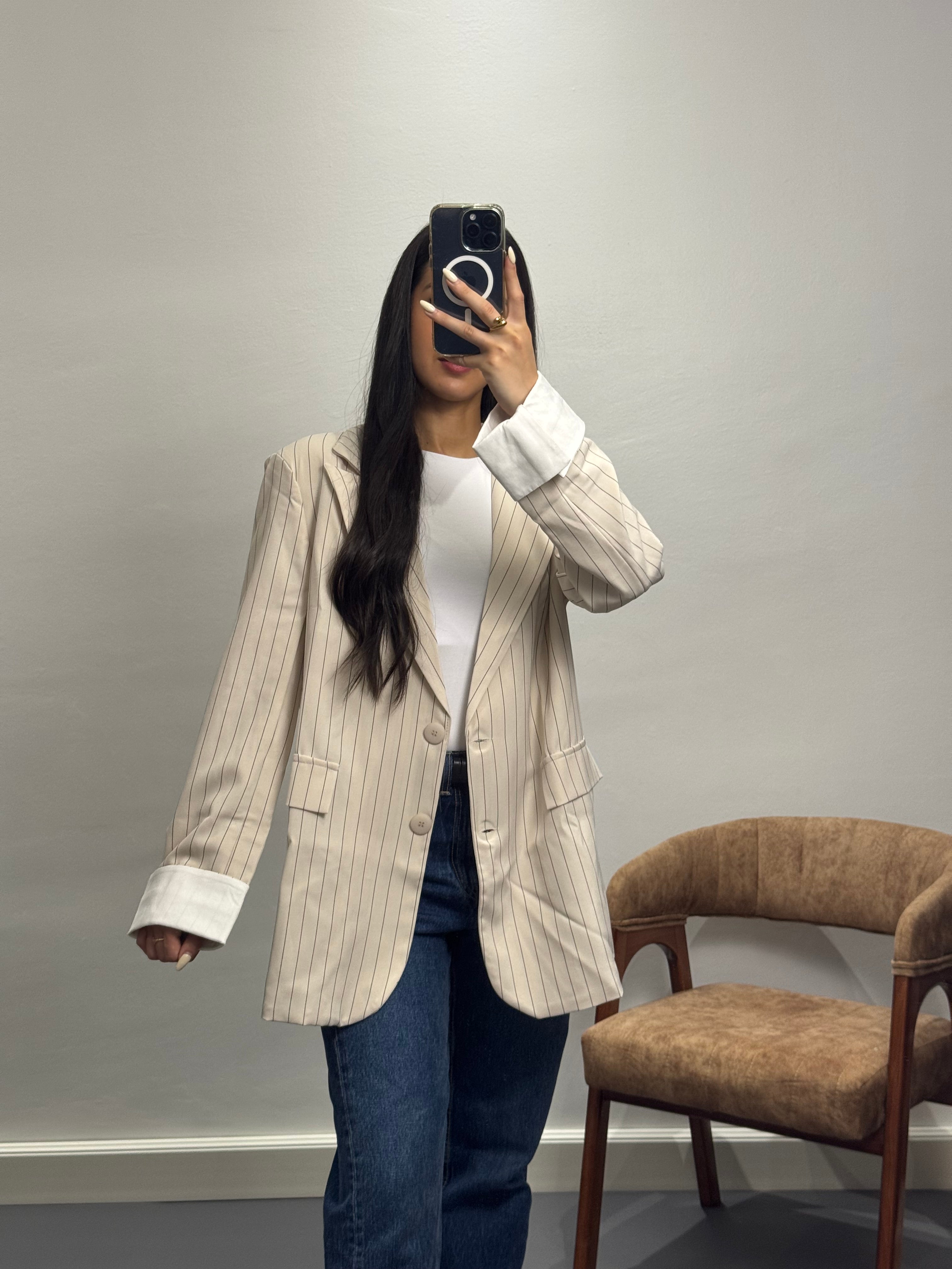 Blazer à rayures | Beige