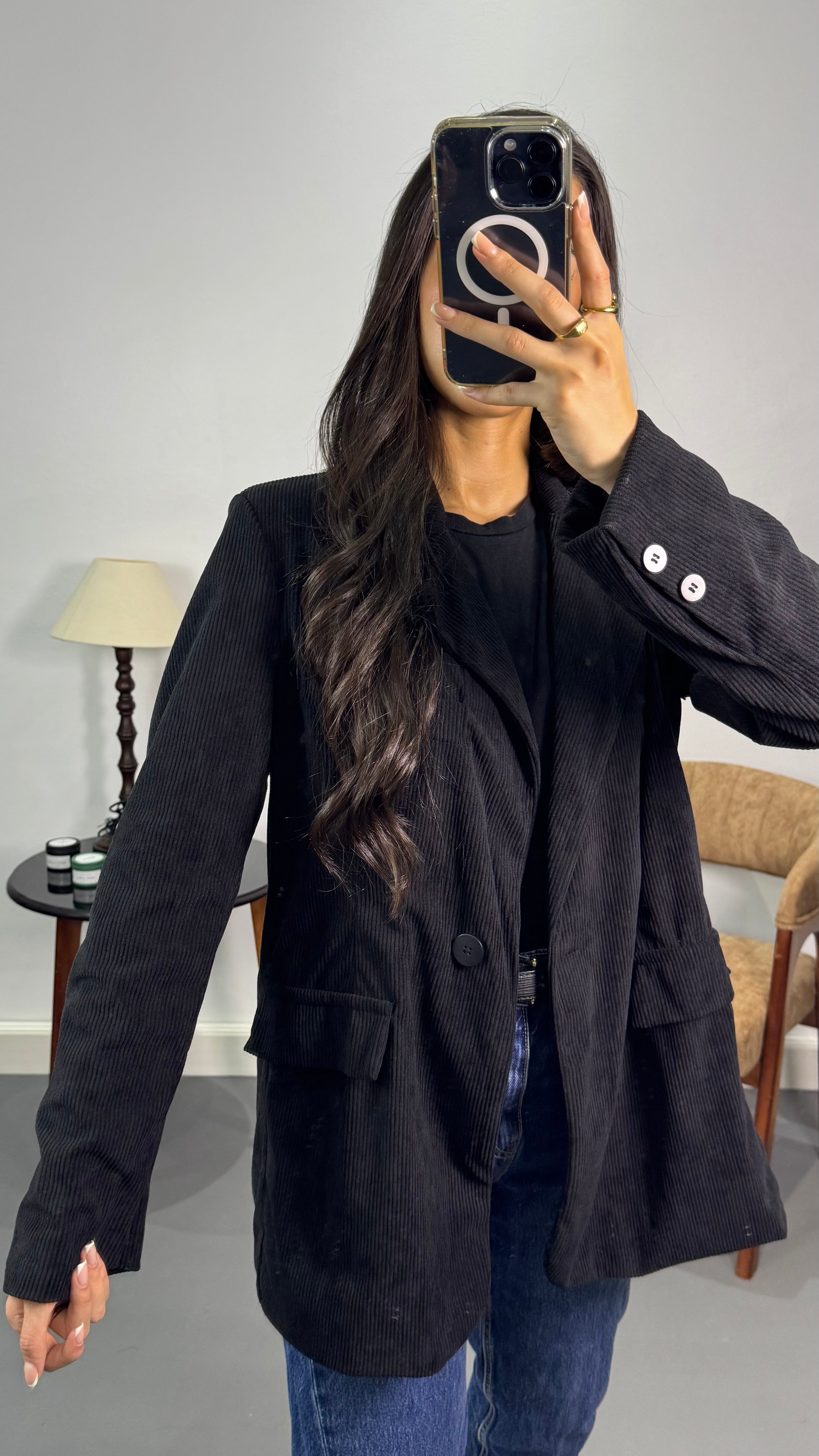 Blazer oversize velours |Noir