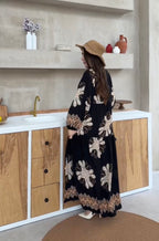 Robe à motifs |Noir et Beige