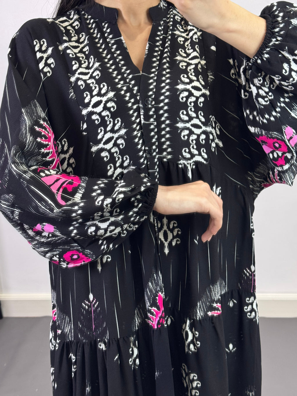 Robe à motifs |Noir et Rose