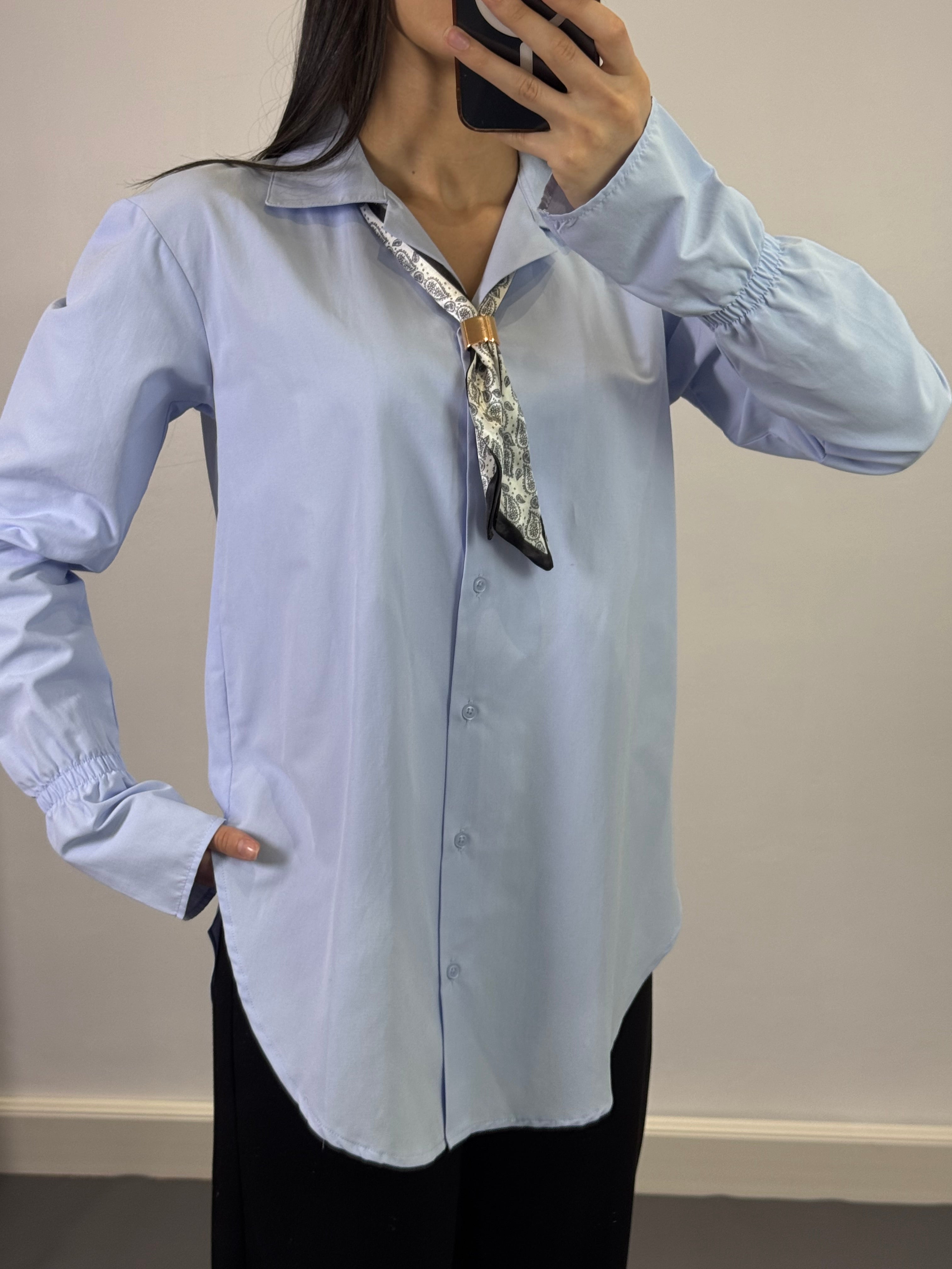 Chemise avec foulard |Bleu