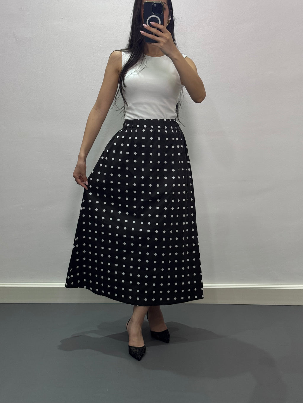 Jupe Polka Dot |Noir