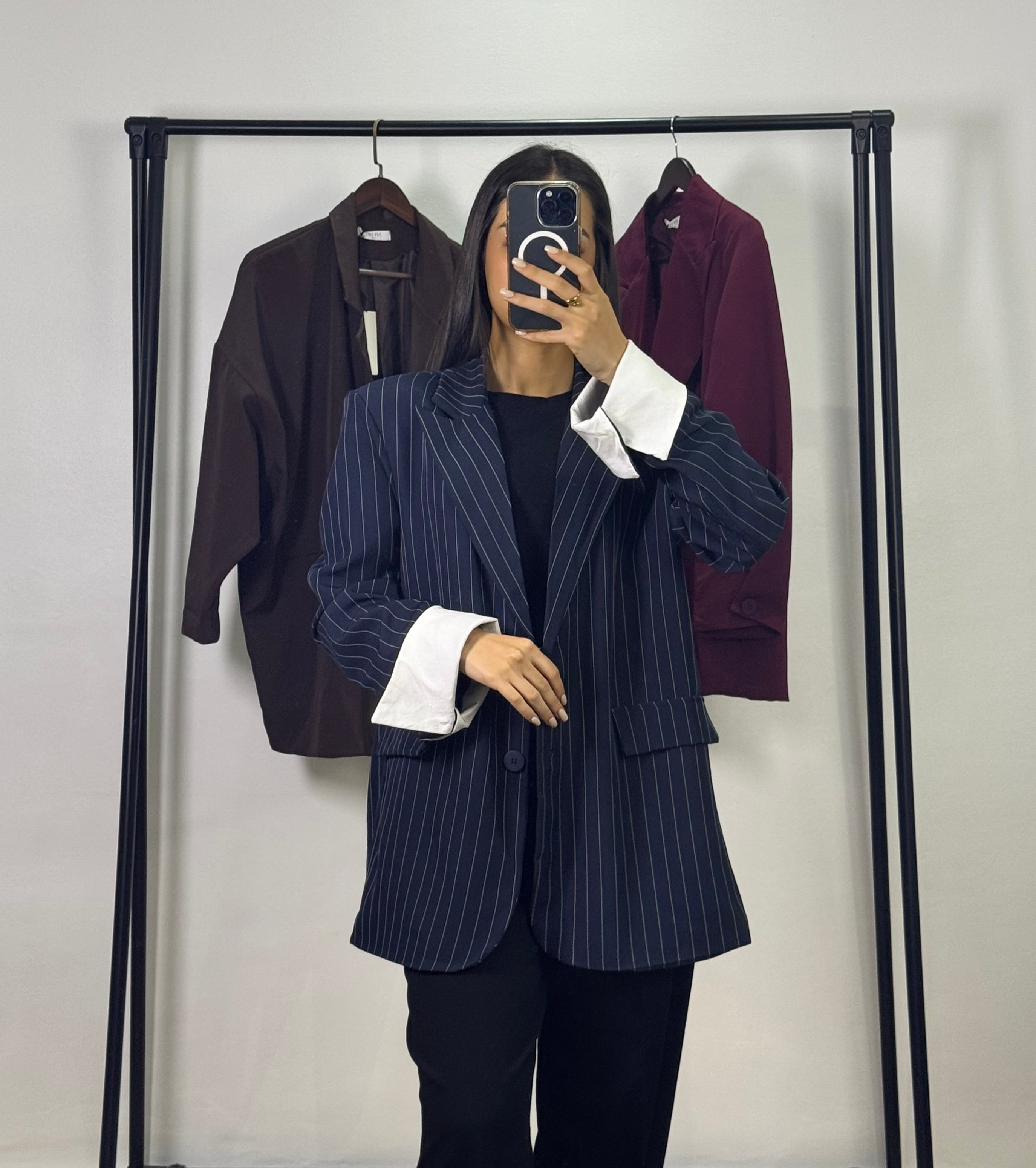 Blazer à rayures |Bleu marine
