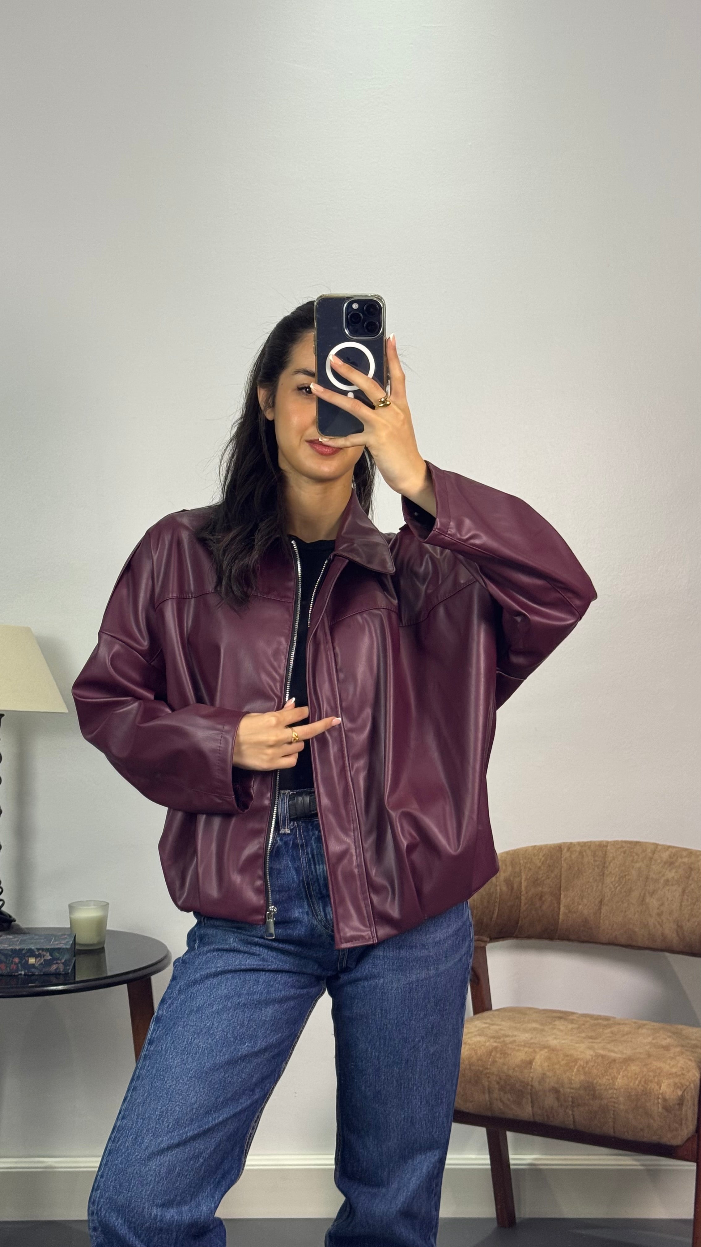Veste simili cuir |Bordeaux