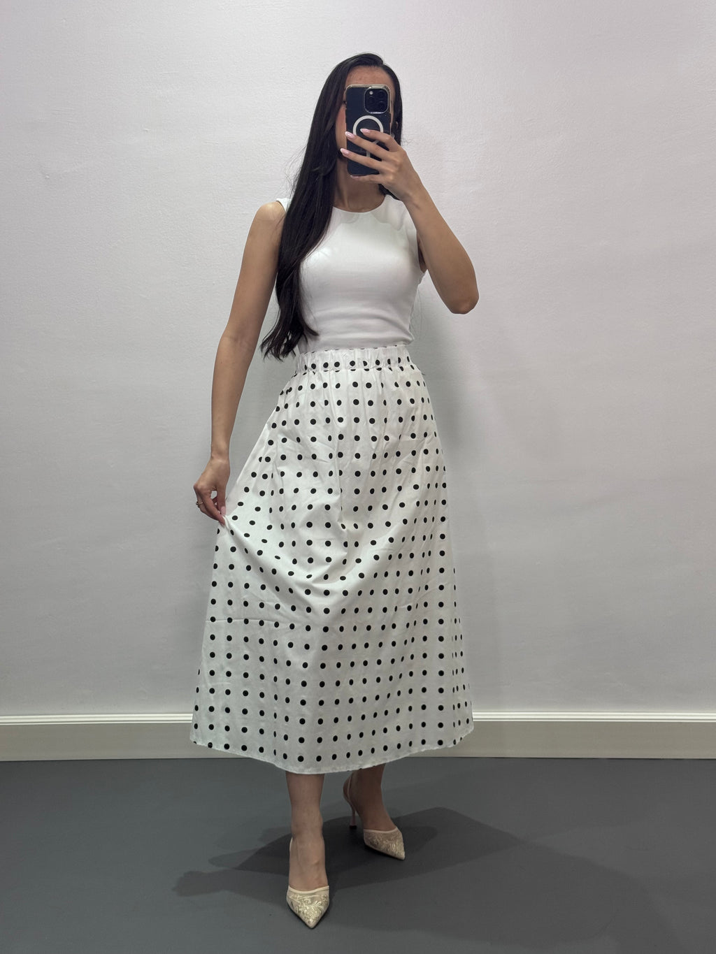 Jupe Polka Dot |Blanc