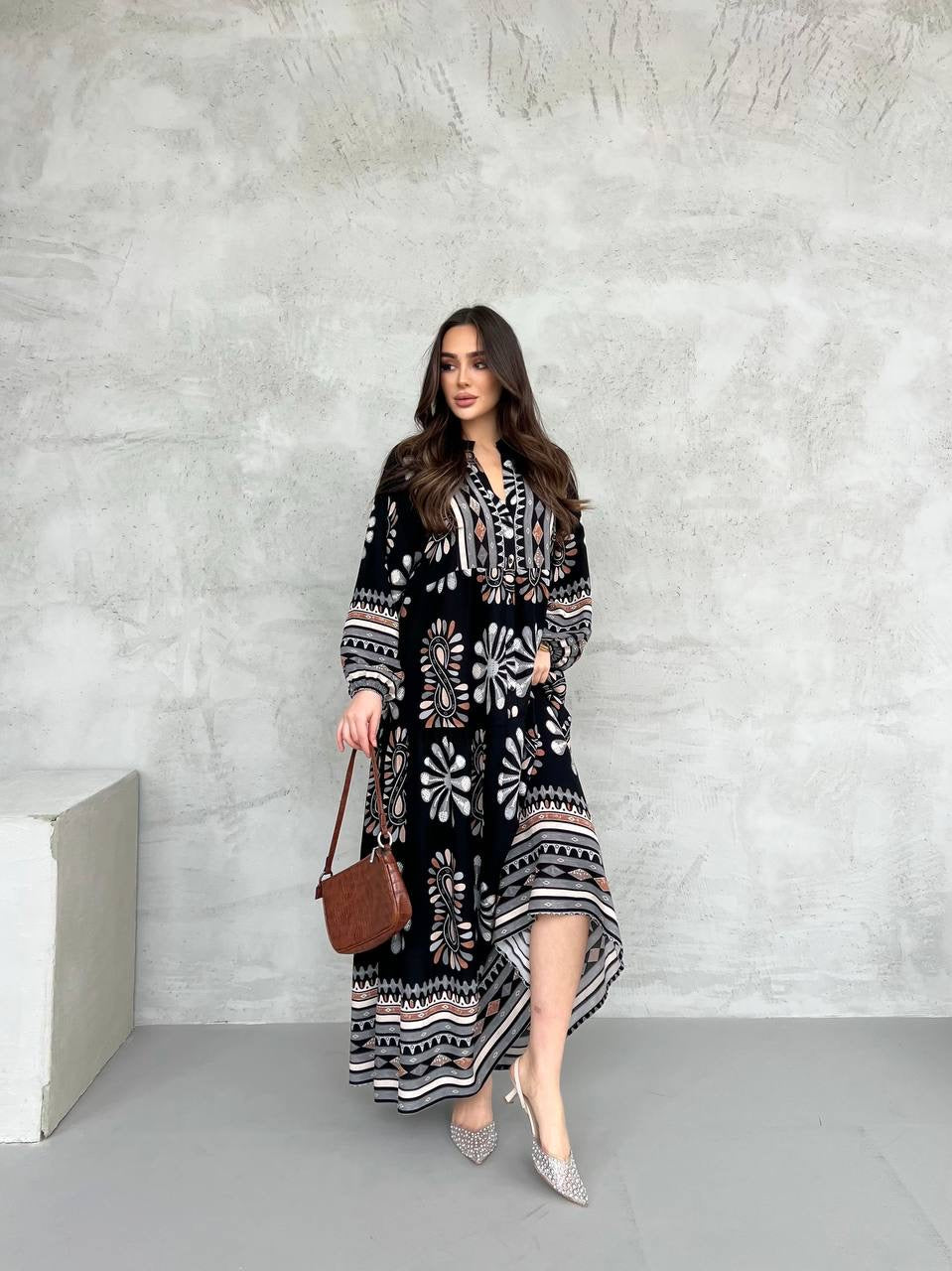 Robe à motifs |Noir et Marron