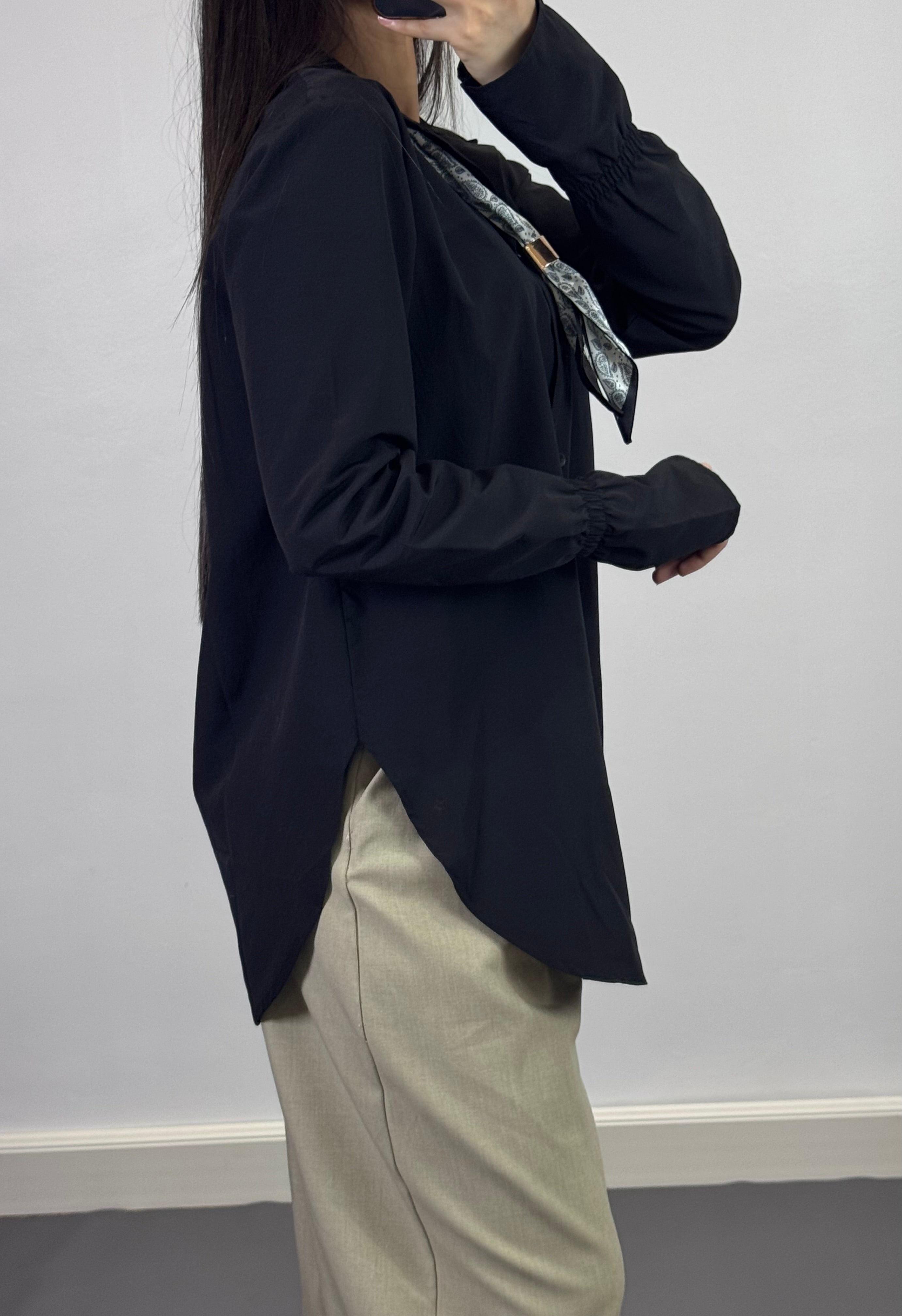 Chemise avec foulard |Noir