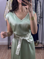 Ensemble robe Brocart  |Vert