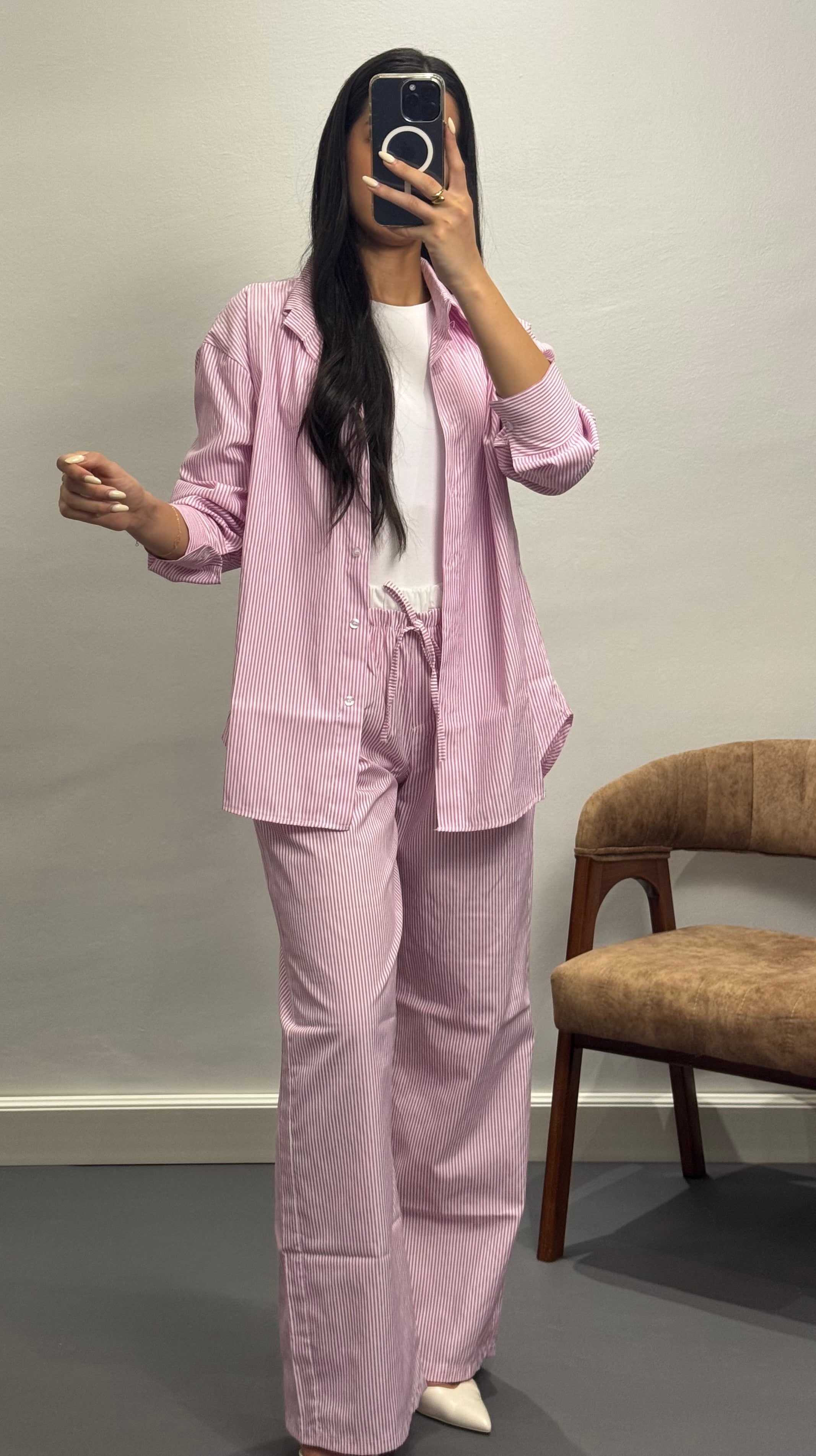 Ensemble à rayures |Rose