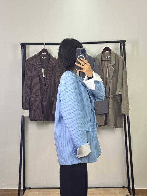 Blazer à rayures |Bleu