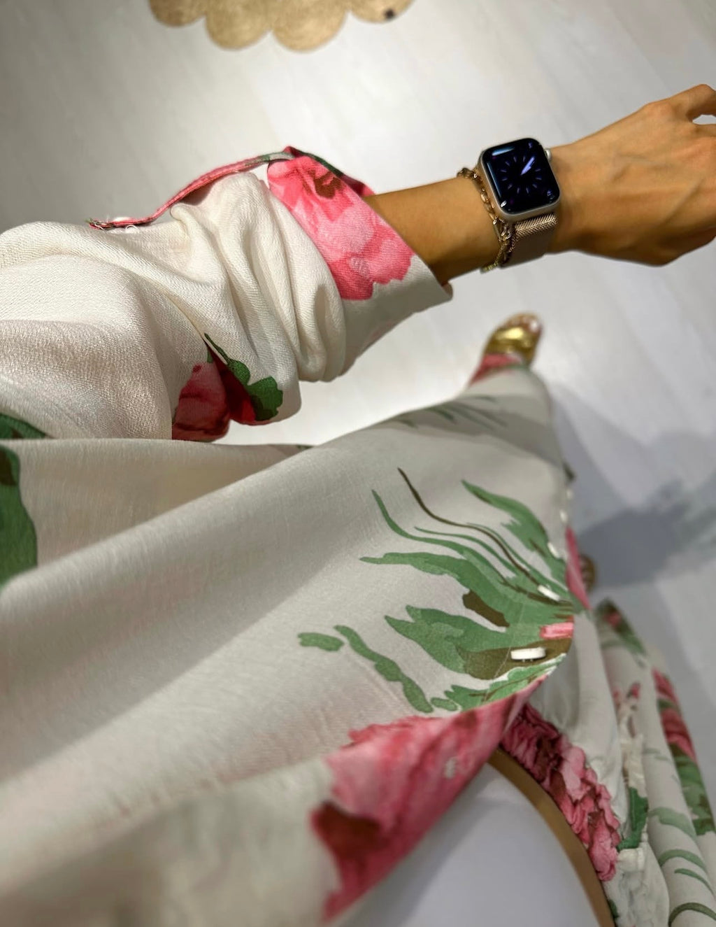 Ensemble à fleurs roses |Blanc