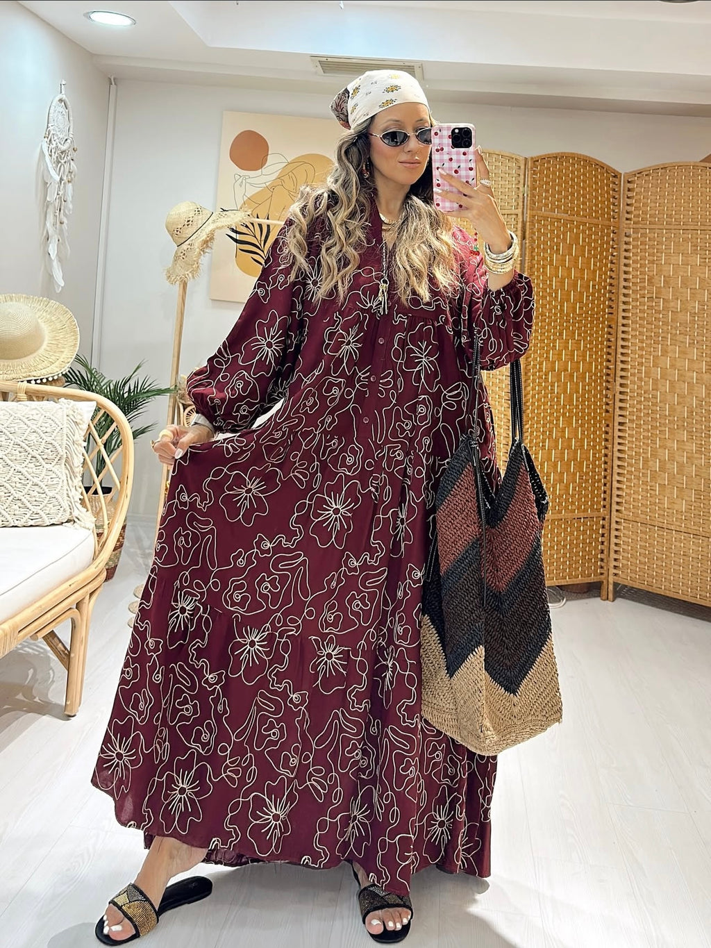 Robe brodée |Bordeaux