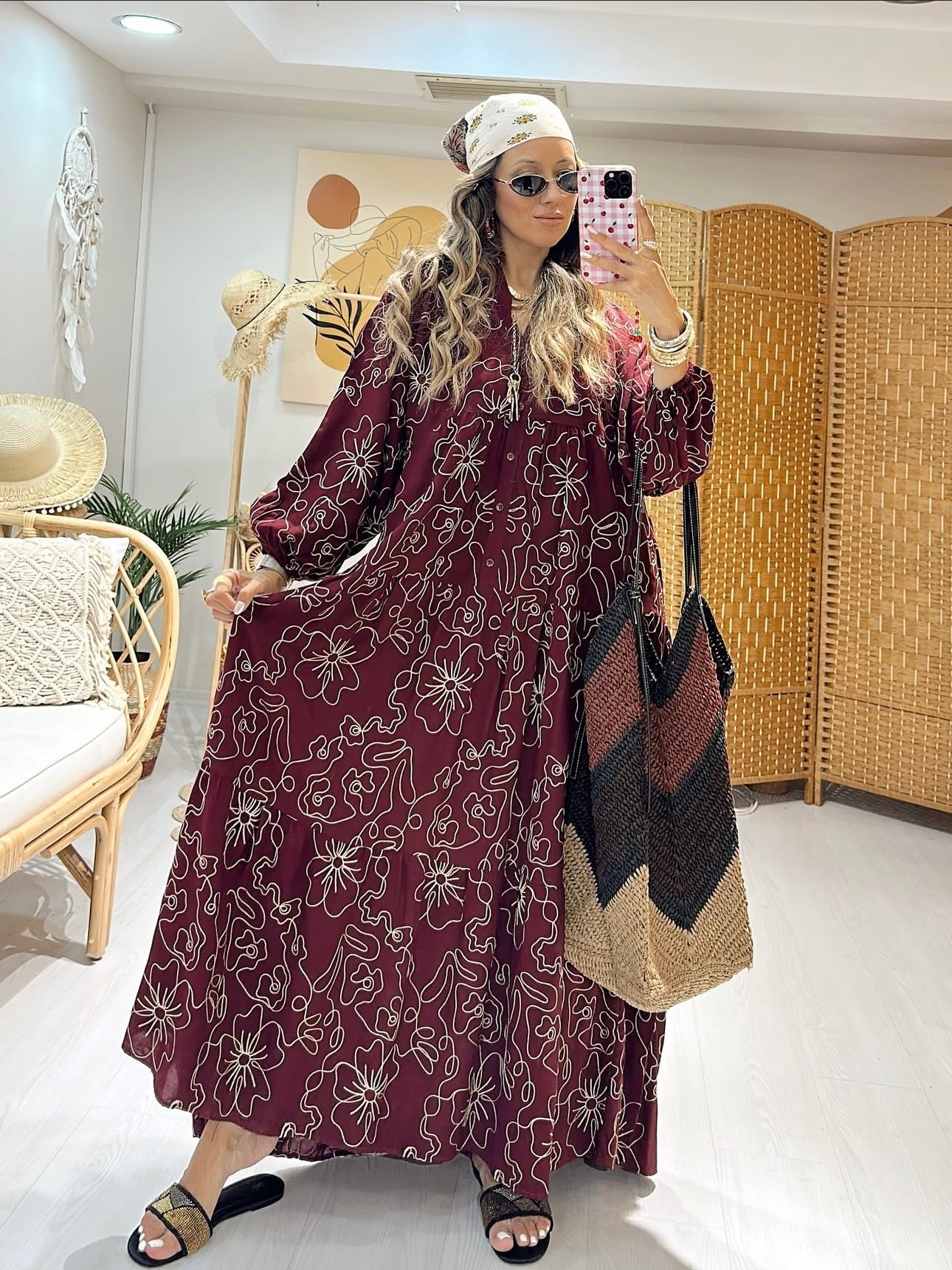 Robe brodée |Bordeaux