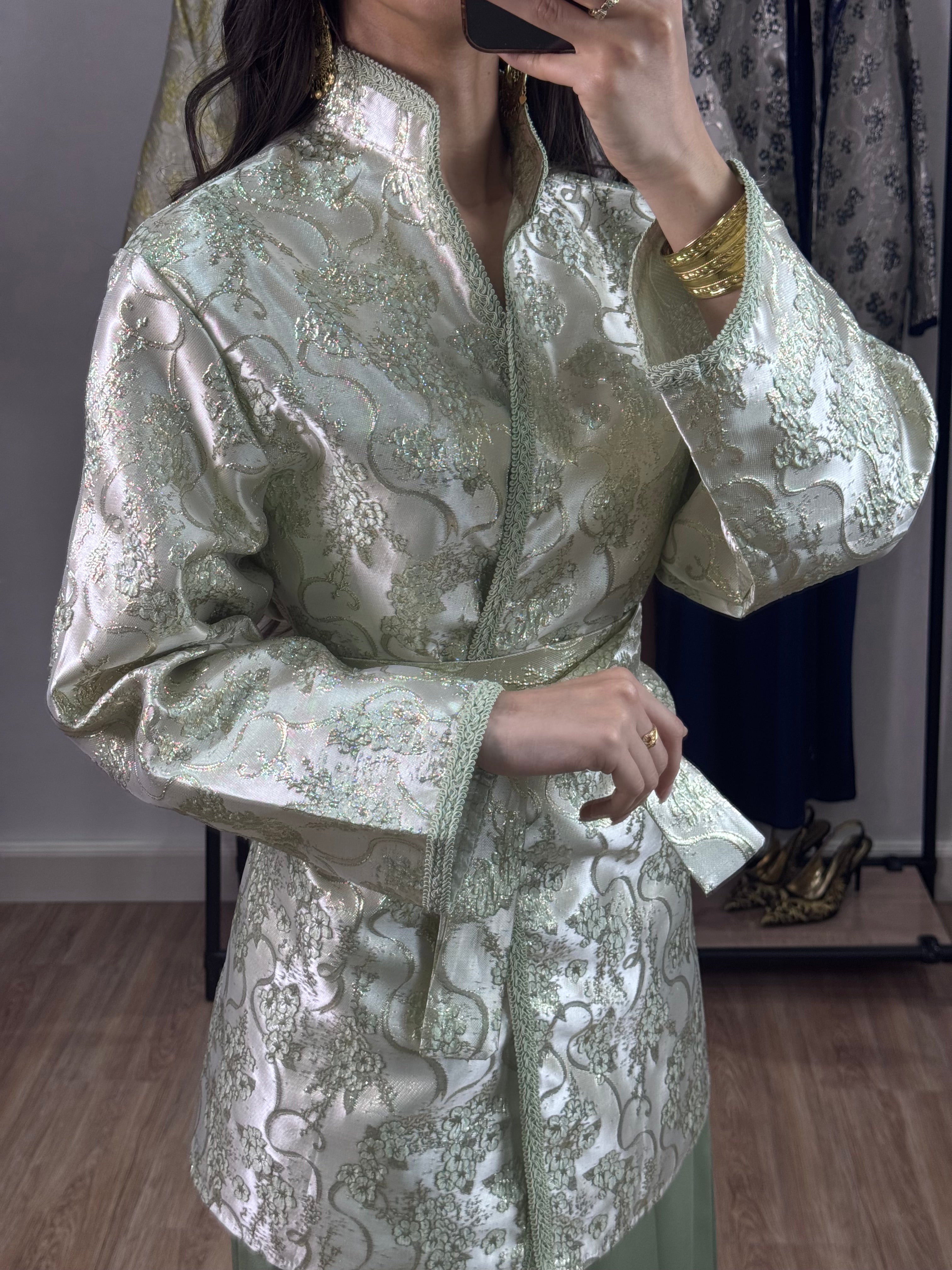 Ensemble robe Brocart  |Vert