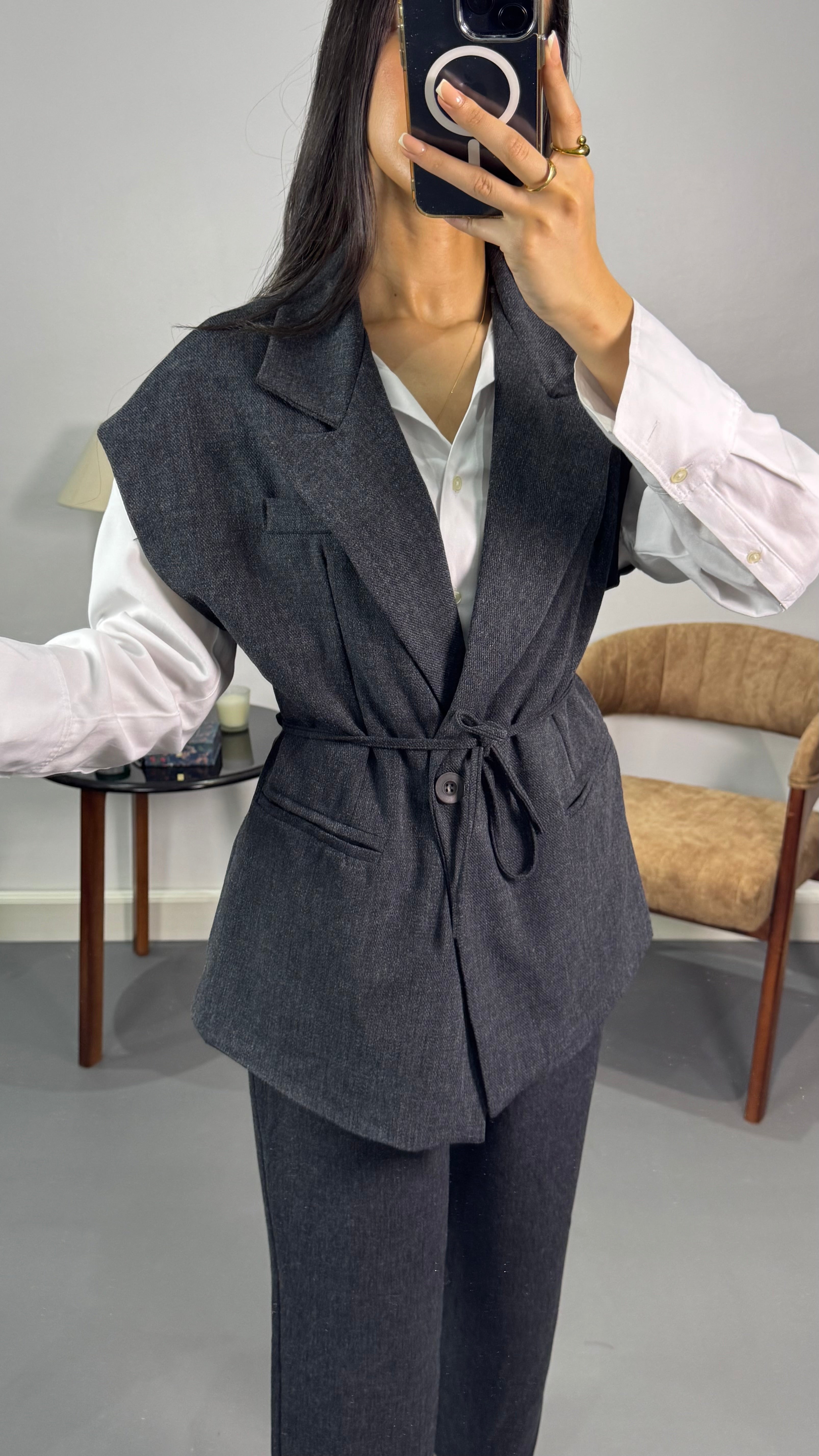 Costume sans manches |Gris foncé
