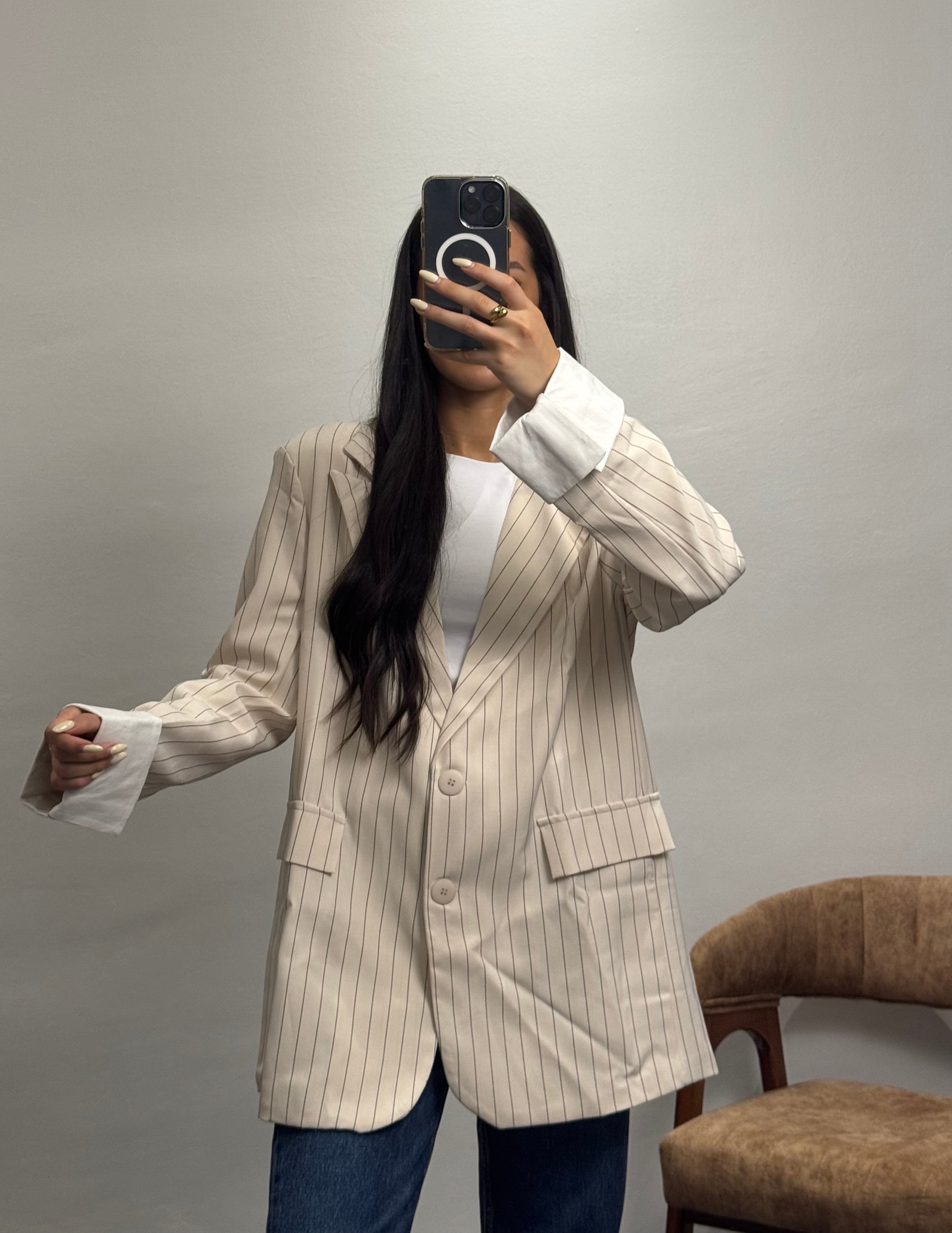 Blazer à rayures | Beige