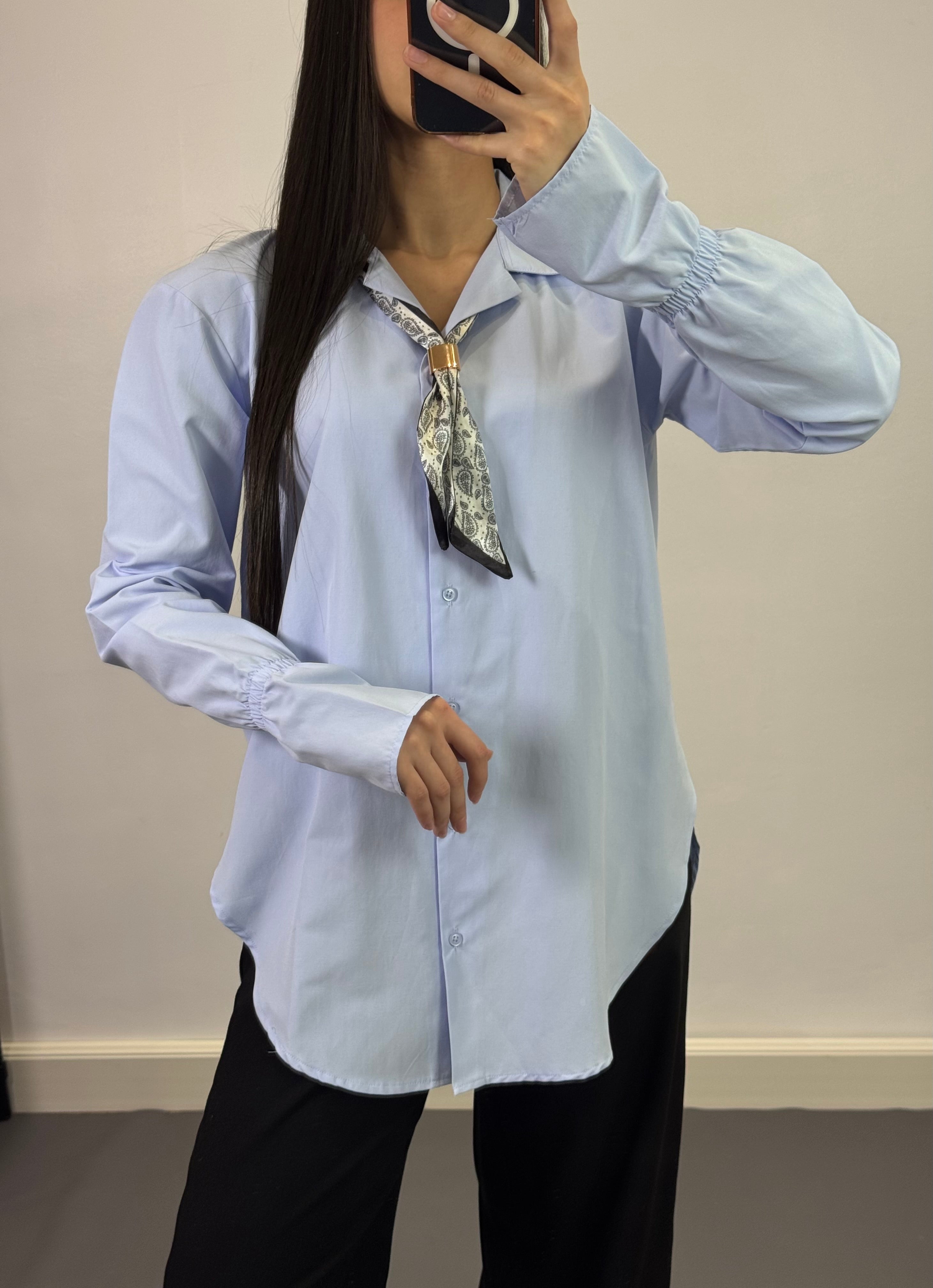 Chemise avec foulard |Bleu