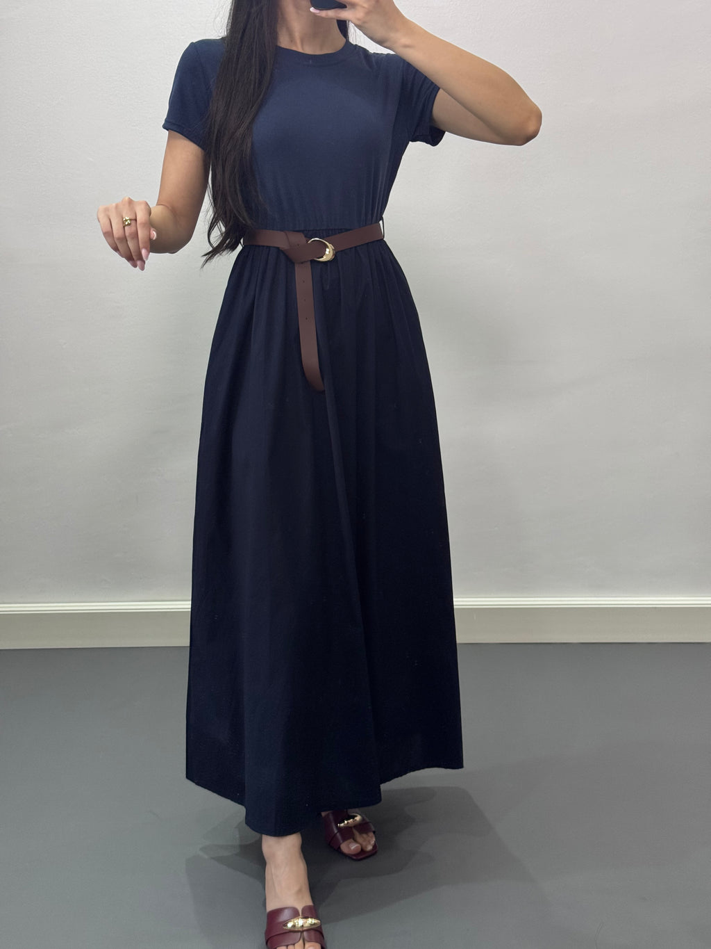 Robe avec ceinture |Bleu
