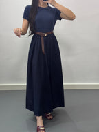 Robe avec ceinture |Bleu