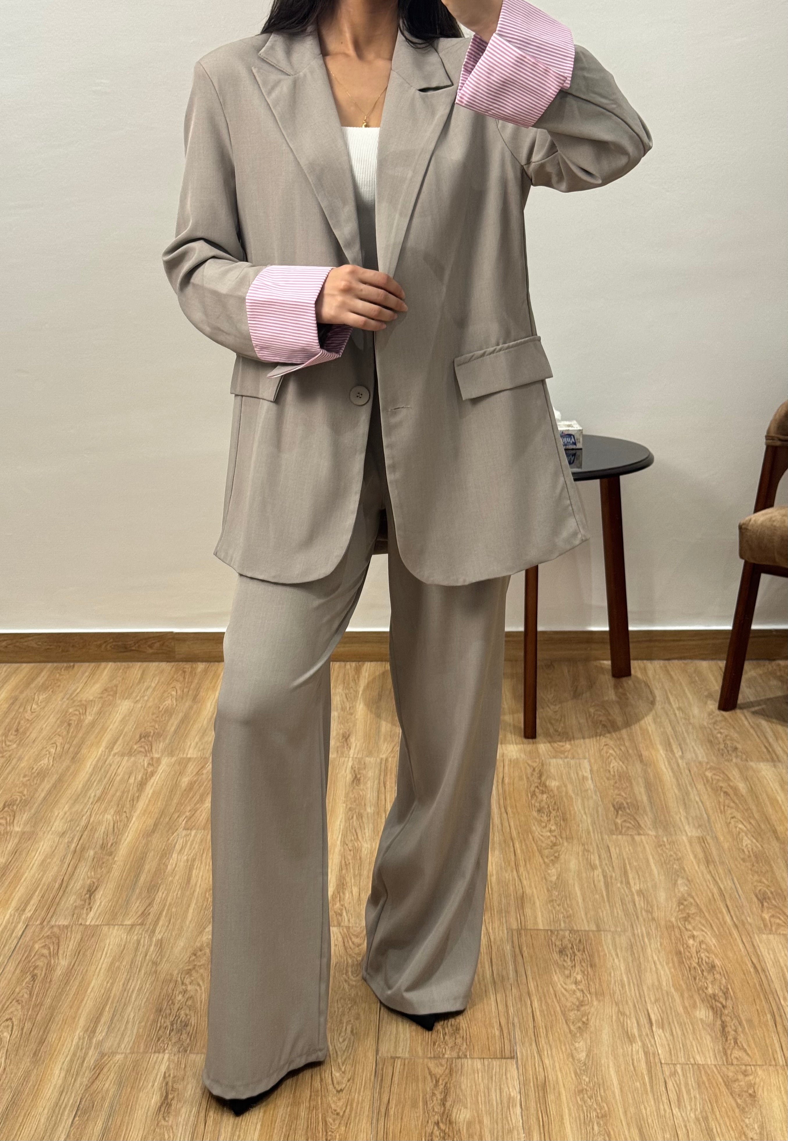 Costume manche reverse rose |Taupe