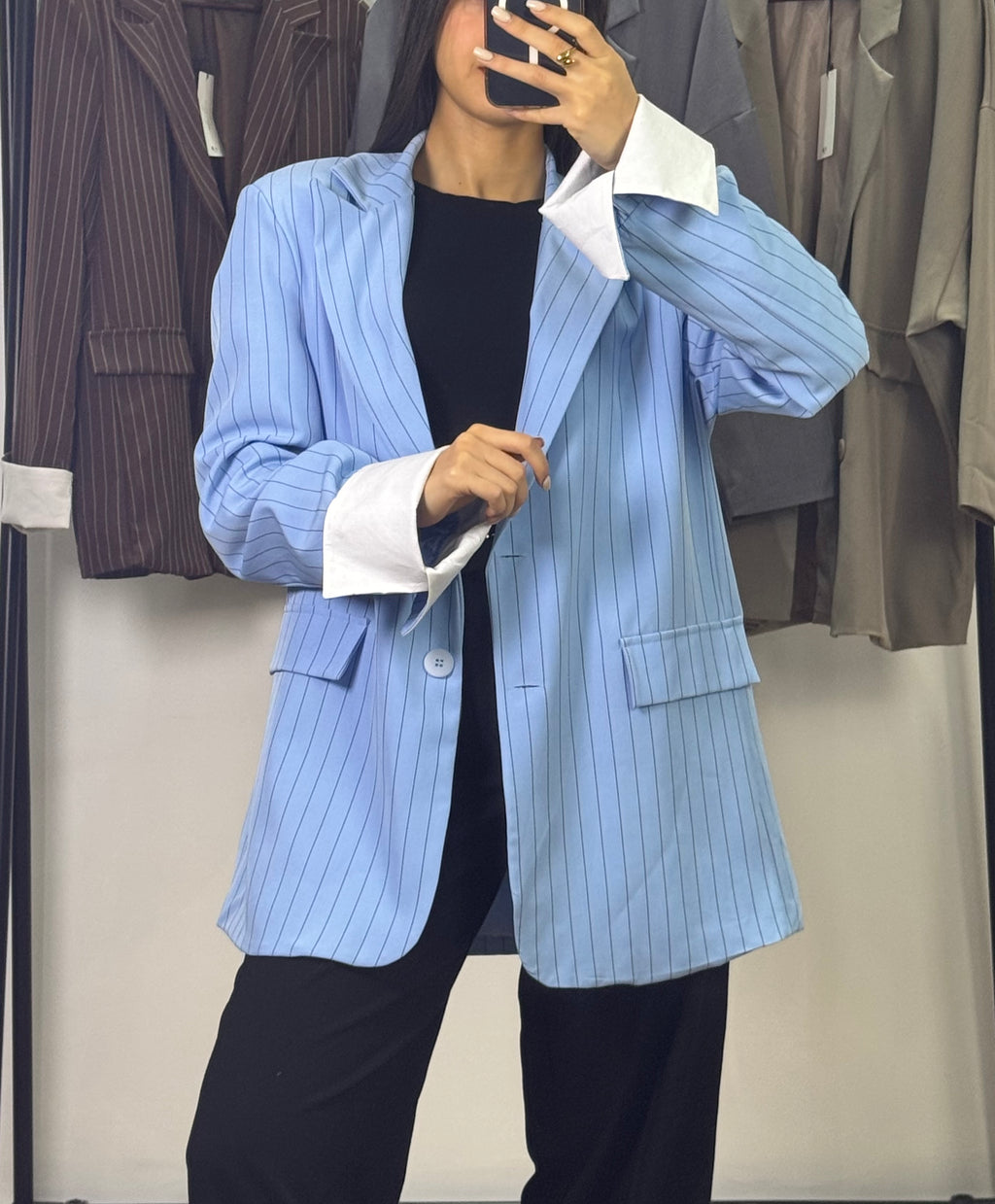 Blazer à rayures |Bleu